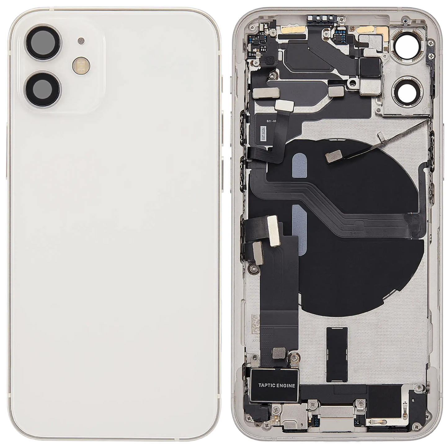 Back Housing W/ Charging Port Flex & Small Parts For iPhone 12 Mini (US Version) (Pull) (White)