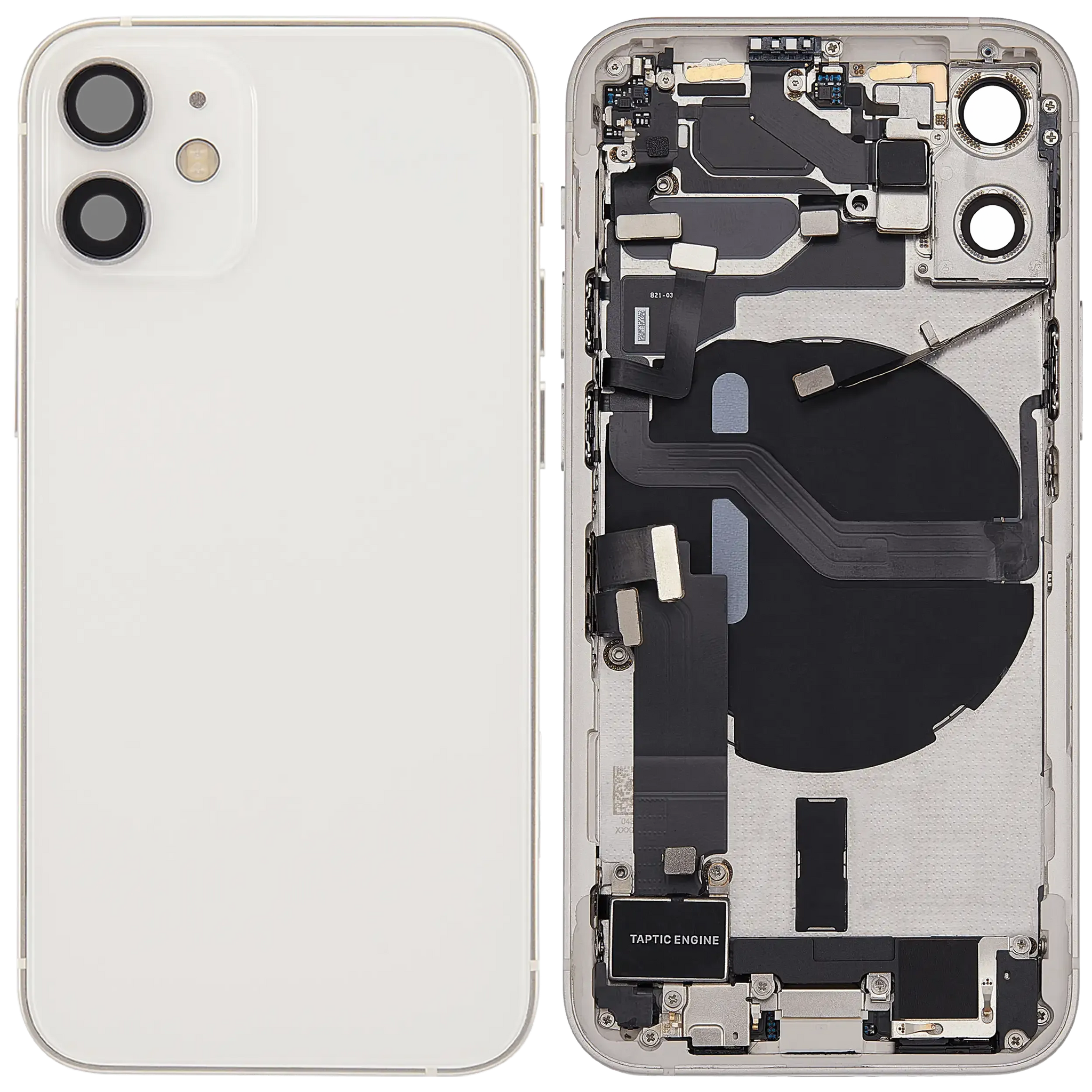 Back Housing W/ Charging Port Flex & Small Parts For iPhone 12 Mini (US Version) (Pull) (White)