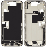 Mid-Frame Housing W/ Charging Port Flex & Small Parts For iPhone 16 Pro Max (EU / Global Version) (Used OEM Pull: Grade C) (White Titanium)