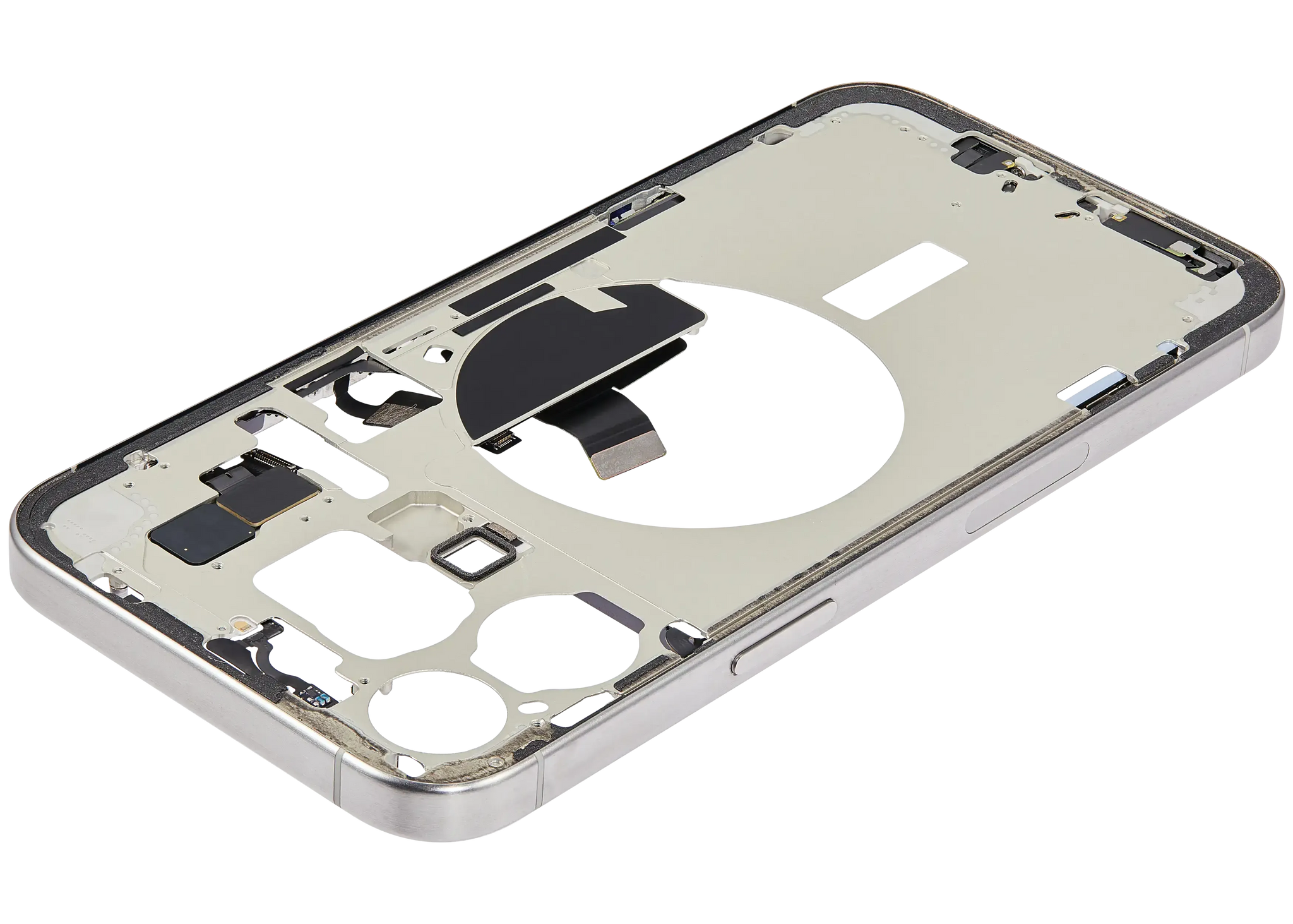 Mid-Frame Housing W/ Charging Port Flex & Small Parts For iPhone 15 Pro Max (US Version) (Pull) (White Titanium)