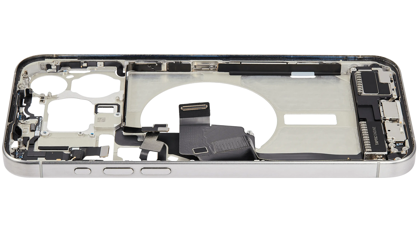 Mid-Frame Housing W/ Charging Port Flex & Small Parts For iPhone 15 Pro Max (US Version) (Pull) (White Titanium)
