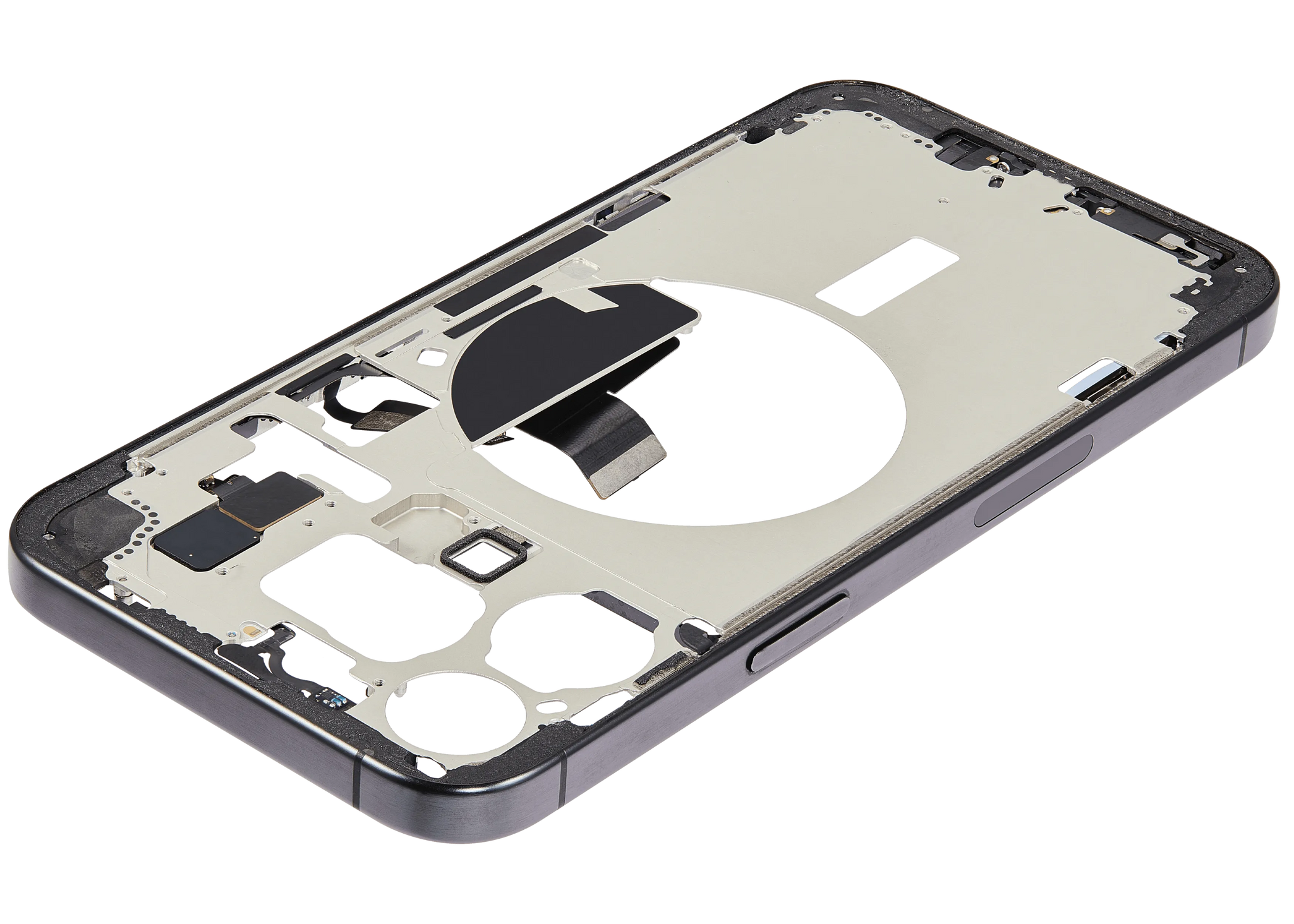 Mid-Frame Housing W/ Charging Port Flex & Small Parts For iPhone 15 Pro Max (US Version) (Pull) (Black Titanium)