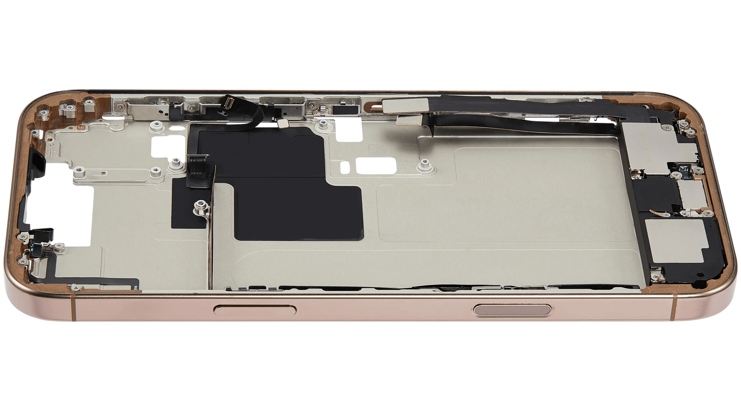 Mid-Frame Housing W/ Charging Port Flex & Small Parts For iPhone 16 Pro Max (EU / Global Version) (Pull) (Desert Titanium)