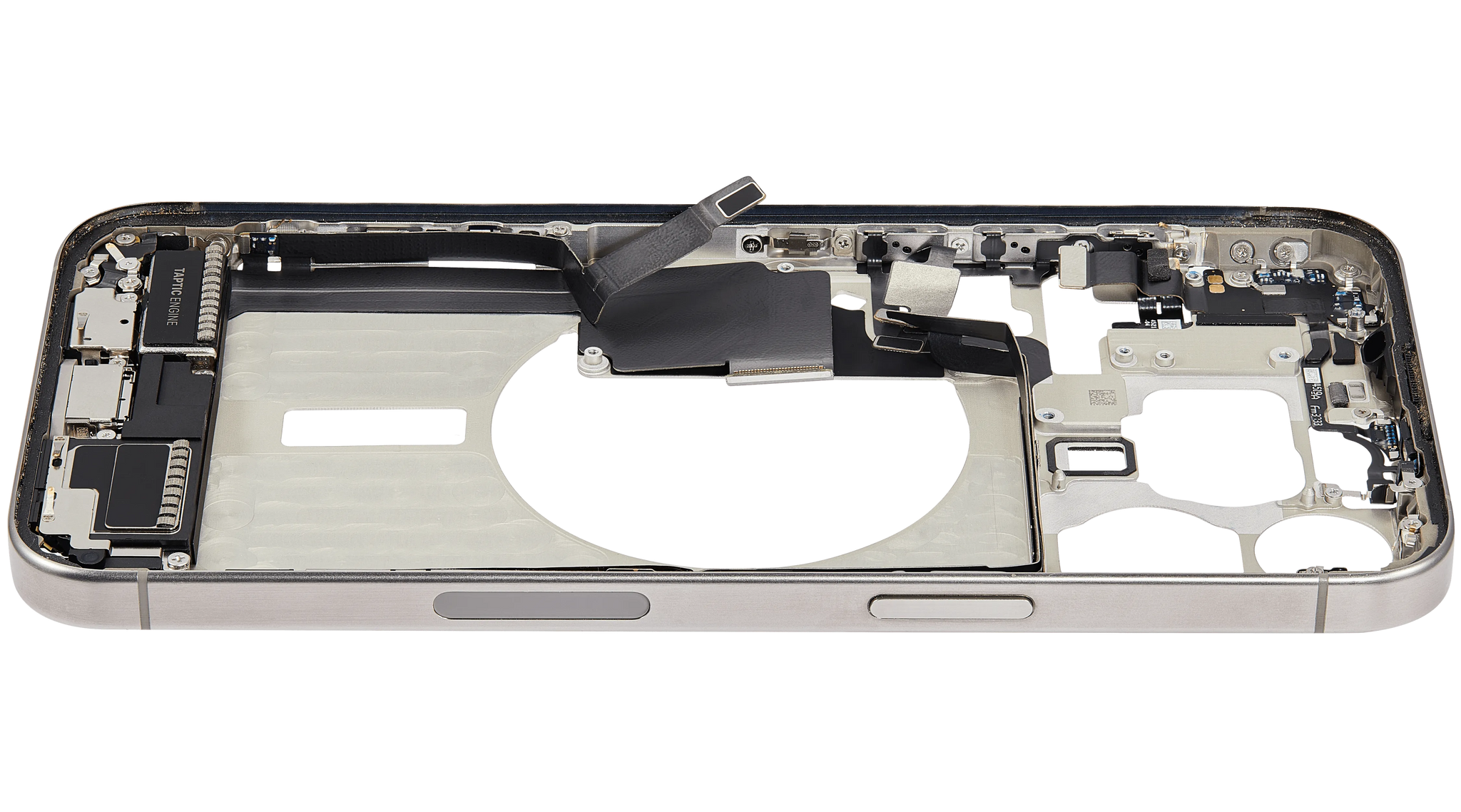 Mid-Frame Housing W/ Charging Port Flex & Small Parts For iPhone 15 Pro Max (Pull) (Natural Titanium)