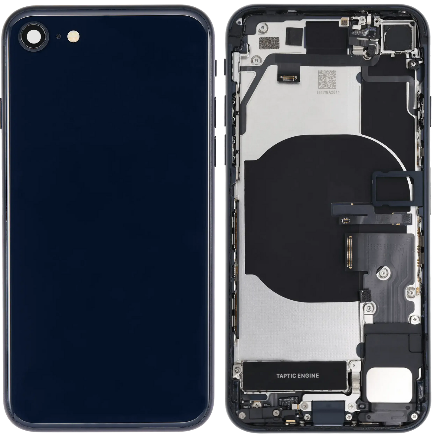 Back Housing W/ Charging Port Flex and Small Components Pre-Installed For iPhone SE (2022) (Used OEM) (Pull) (Midnight)