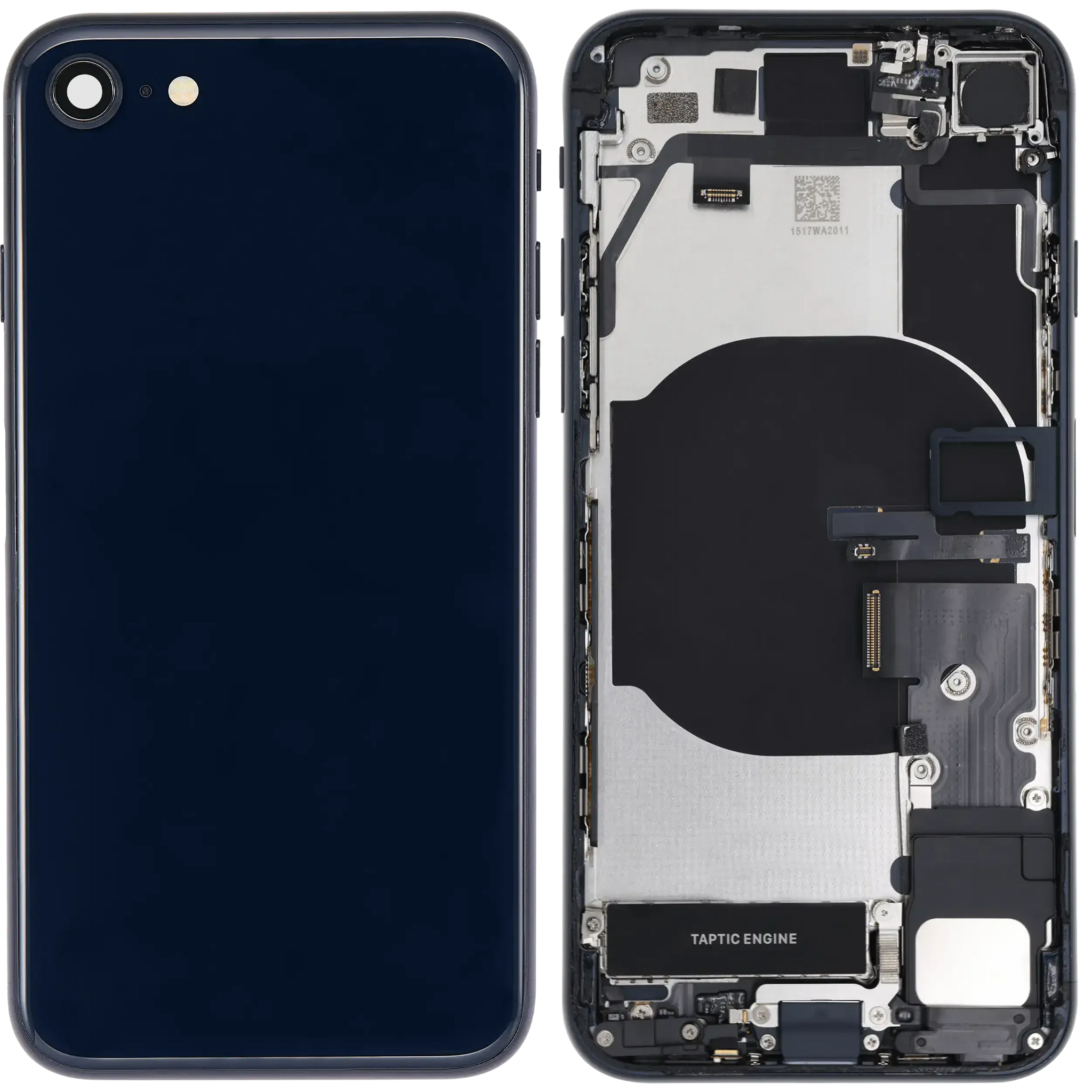 Back Housing W/ Charging Port Flex and Small Components Pre-Installed For iPhone SE (2022) (Used OEM) (Pull) (Midnight)