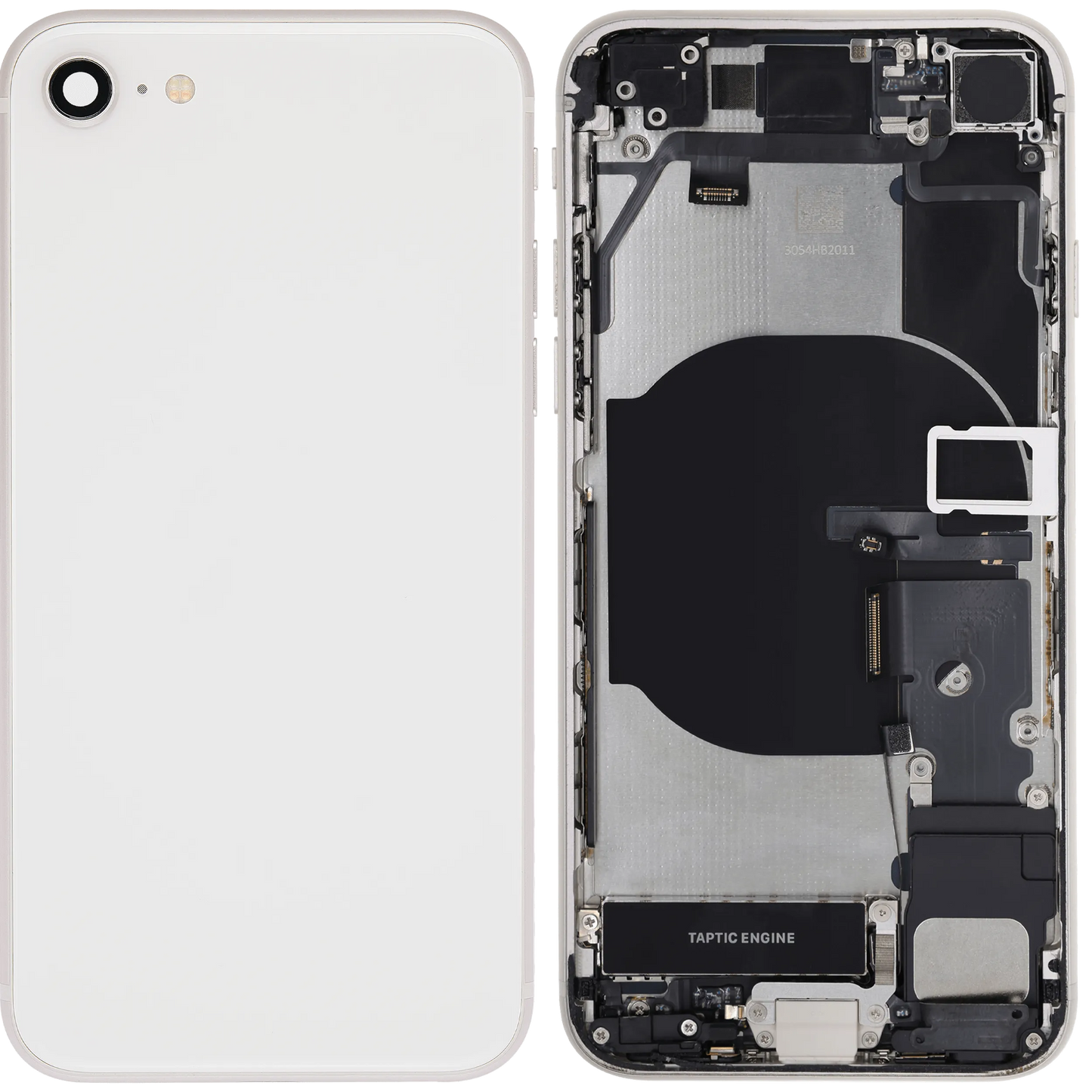 Back Housing W/ Charging Port Flex and Small Components Pre-Installed For iPhone SE (2022) (Used OEM) (Pull) (Starlight)