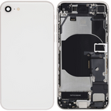 Back Housing W/ Charging Port Flex and Small Components Pre-Installed For iPhone SE (2022) (Used OEM) (Pull) (Starlight)