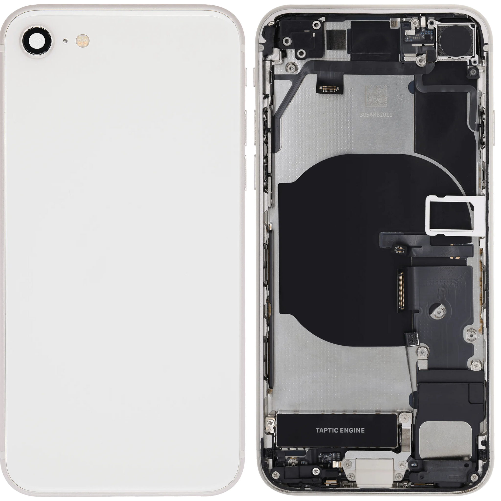 Back Housing W/ Charging Port Flex and Small Components Pre-Installed For iPhone SE (2022) (Used OEM) (Pull) (Starlight)