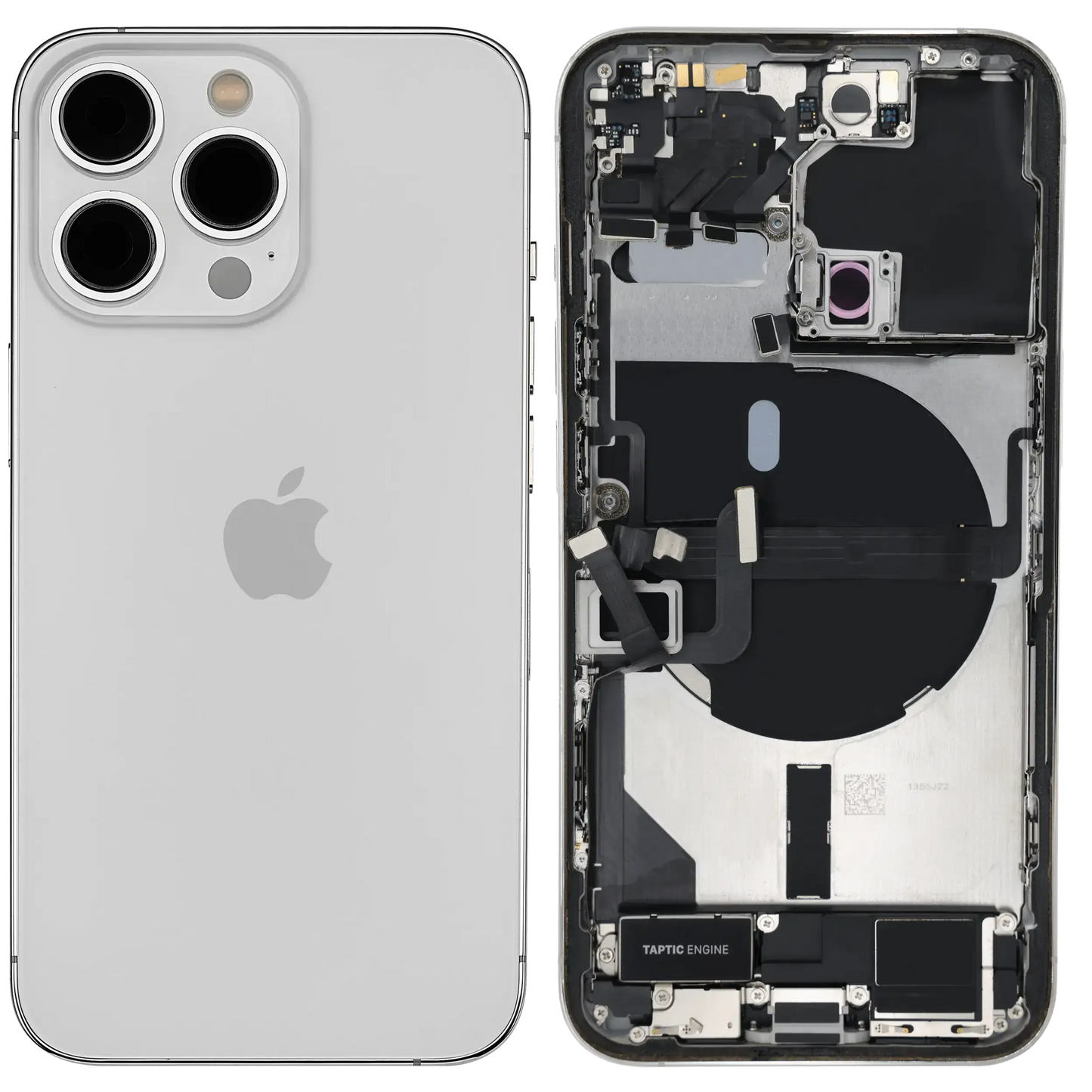 Back Housing W/ Charging Port Flex & Small Parts For iPhone 13 Pro (US Version) (Used OEM) (Pull) (Silver)