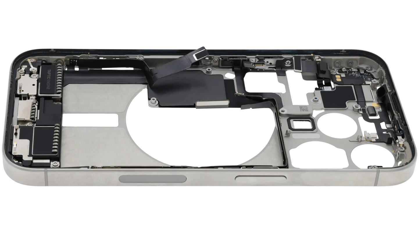 Mid-Frame Housing W/ Charging Port Flex & Small Parts For iPhone 15 Pro (US Version) (Pull) (White Titanium)