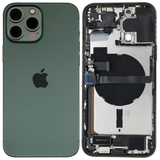 Back Housing W/ Charging Port Flex & Small Parts For iPhone 13 Pro Max (US Version) (Used OEM) (Pull (Alpine Green)