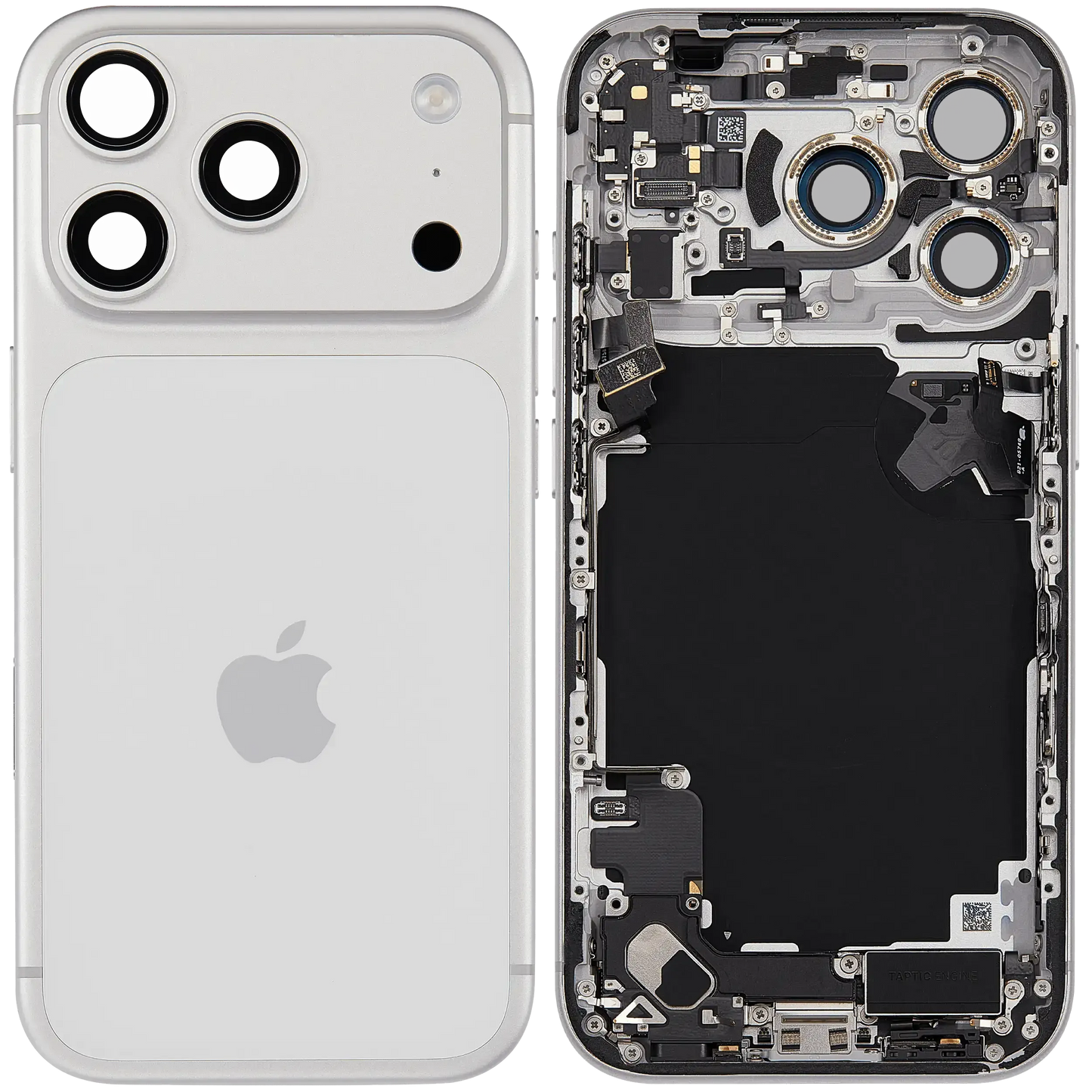 Back Housing W/ Charging Port Flex & Small Parts For iPhone 17 Pro (EU / Global Version) (Pull) (Silver)