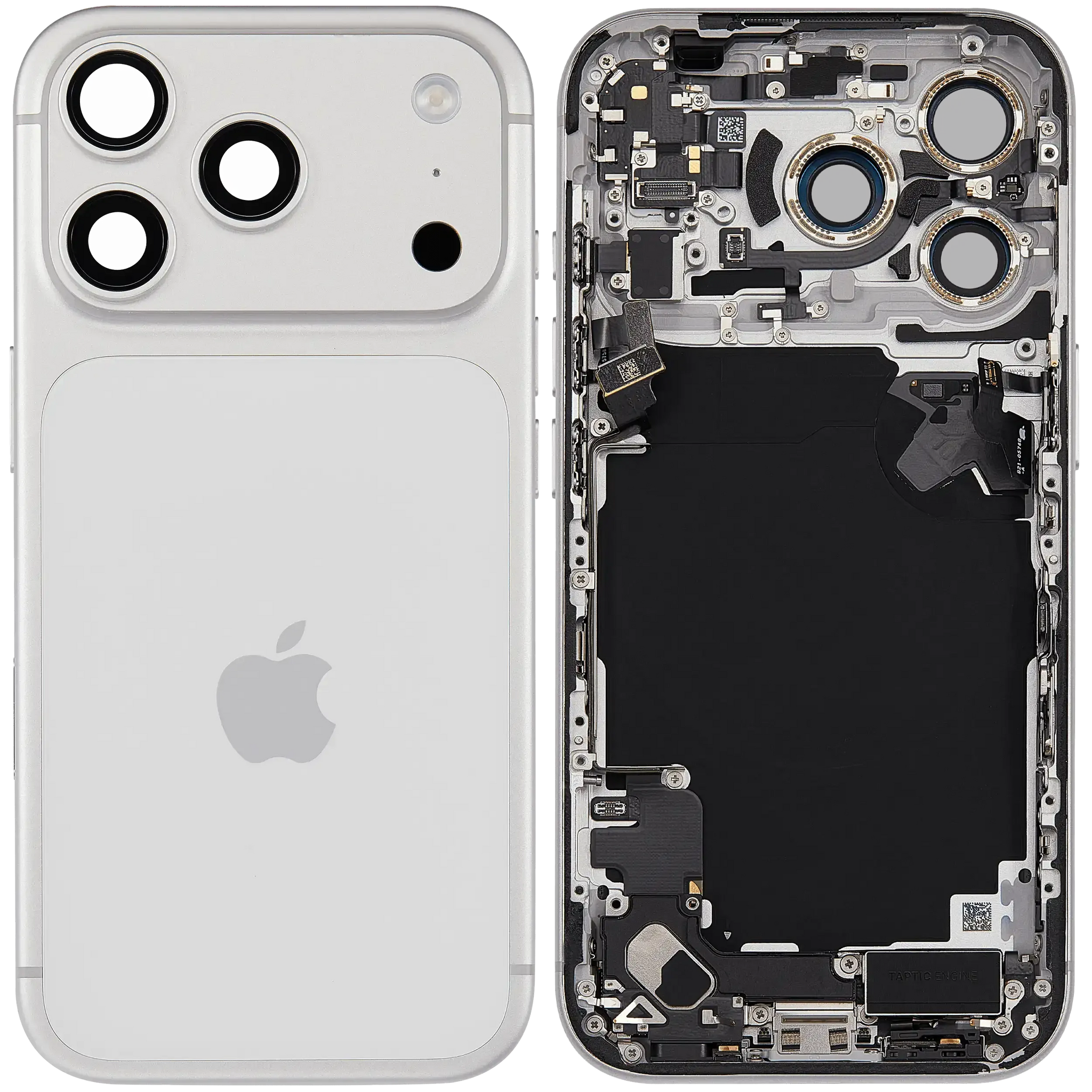 Back Housing W/ Charging Port Flex & Small Parts For iPhone 17 Pro (EU / Global Version) (Pull) (Silver)
