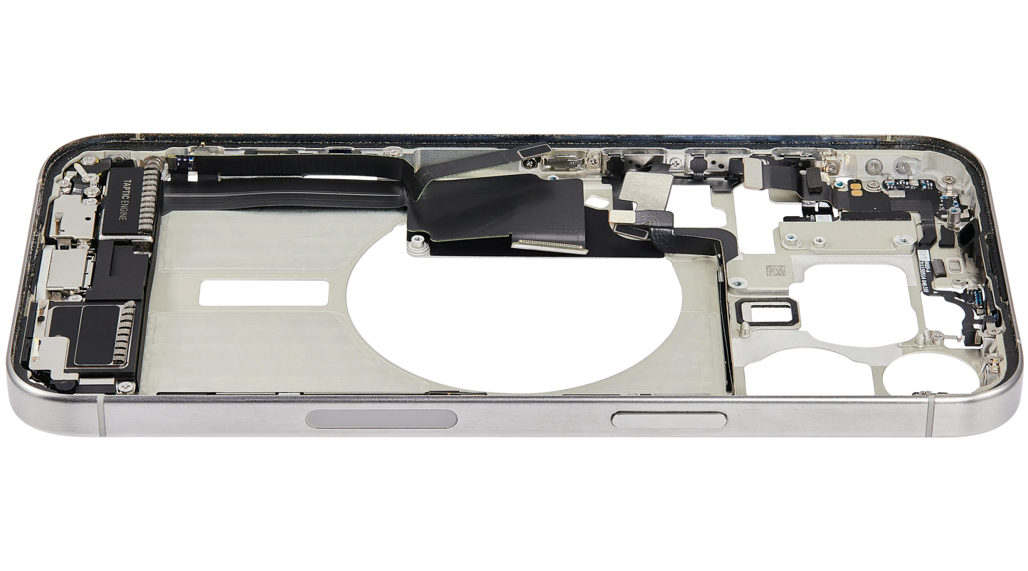 Mid-Frame Housing W/ Charging Port Flex & Small Parts For iPhone 15 Pro Max (US Version) (Pull) (White Titanium)
