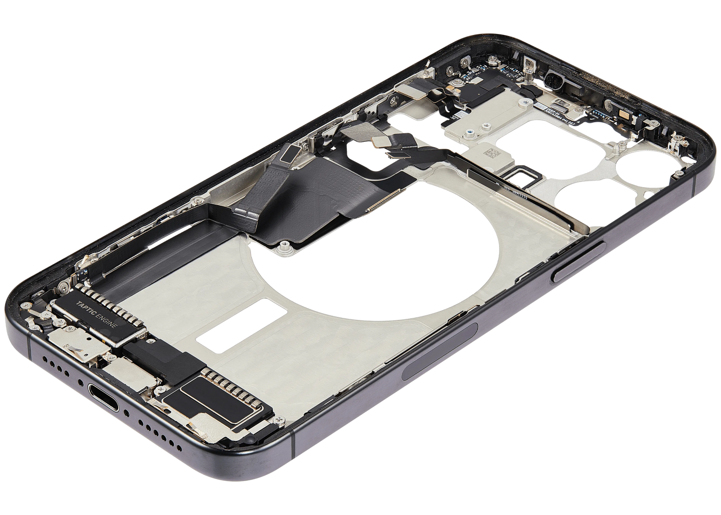 Mid-Frame Housing W/ Charging Port Flex & Small Parts For iPhone 15 Pro Max (US Version) (Pull) (Black Titanium)