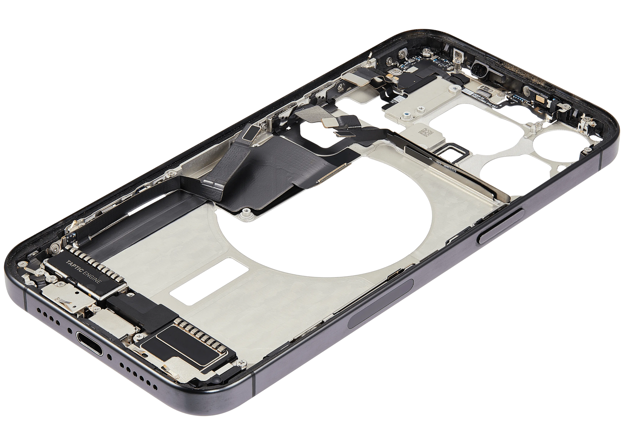Mid-Frame Housing W/ Charging Port Flex & Small Parts For iPhone 15 Pro Max (US Version) (Pull) (Black Titanium)