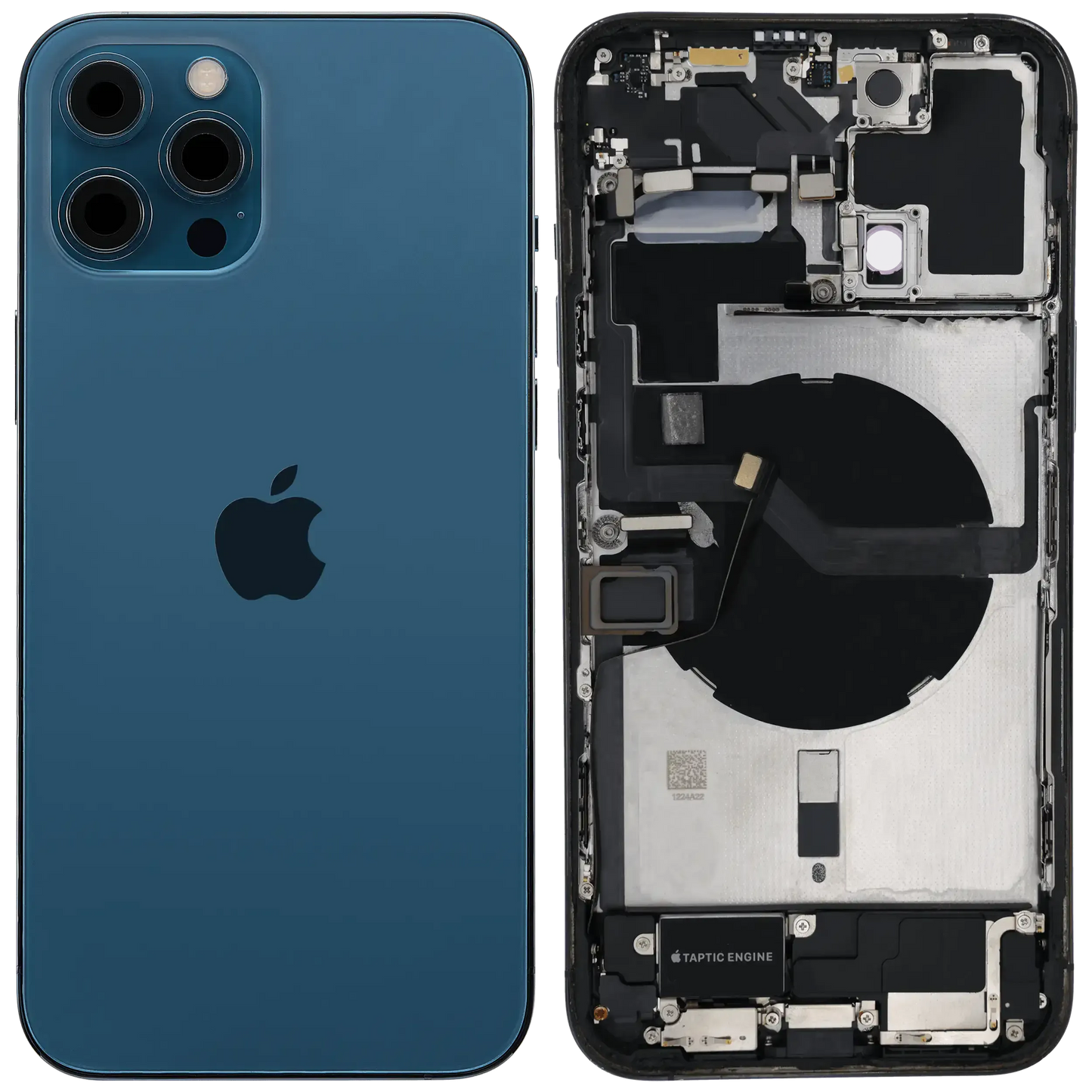 Back Housing W/ Charging Port Flex & Small Parts For iPhone 12 Pro Max (US Version) (Used OEM) (Pull) (Pacific Blue)