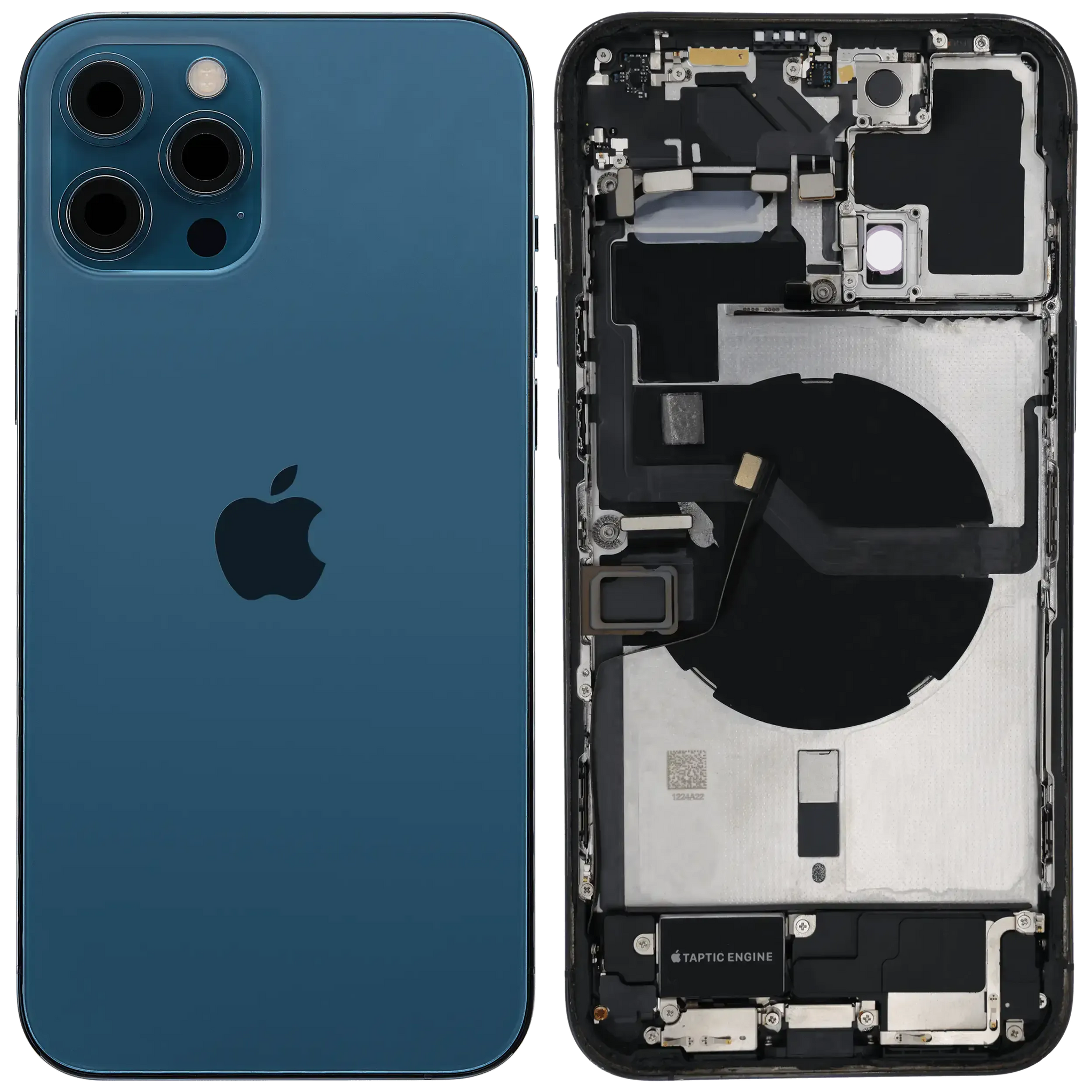 Back Housing W/ Charging Port Flex & Small Parts For iPhone 12 Pro Max (US Version) (Used OEM) (Pull) (Pacific Blue)
