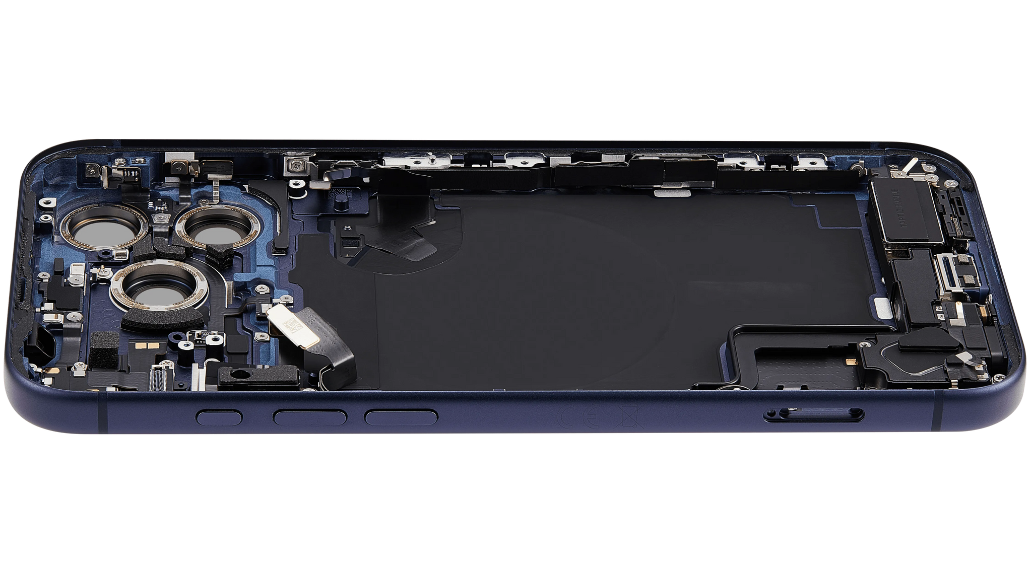 Back Housing W/ Charging Port Flex & Small Parts For iPhone 17 Pro Max (EU / Global Version) (Pull) (Deep Blue)