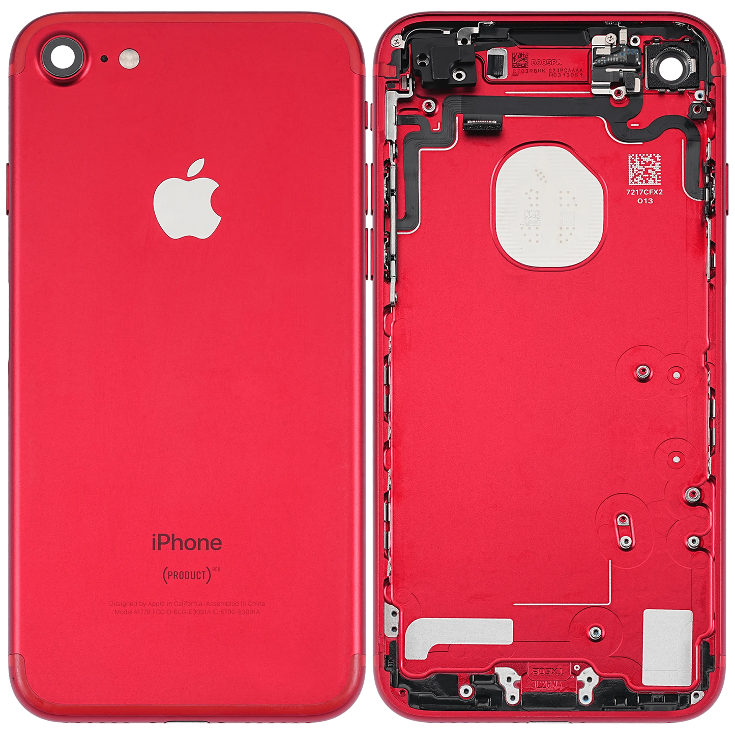 Back Housing W/ Small Components Pre-Installed For iPhone 7 (Pull) (Red)