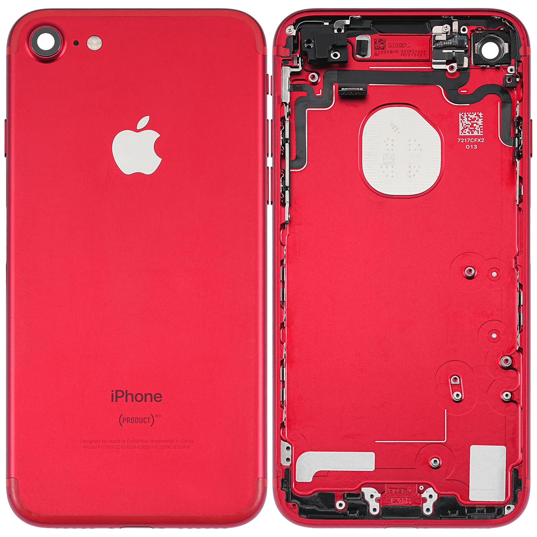 Back Housing W/ Small Components Pre-Installed For iPhone 7 (Pull) (Red)