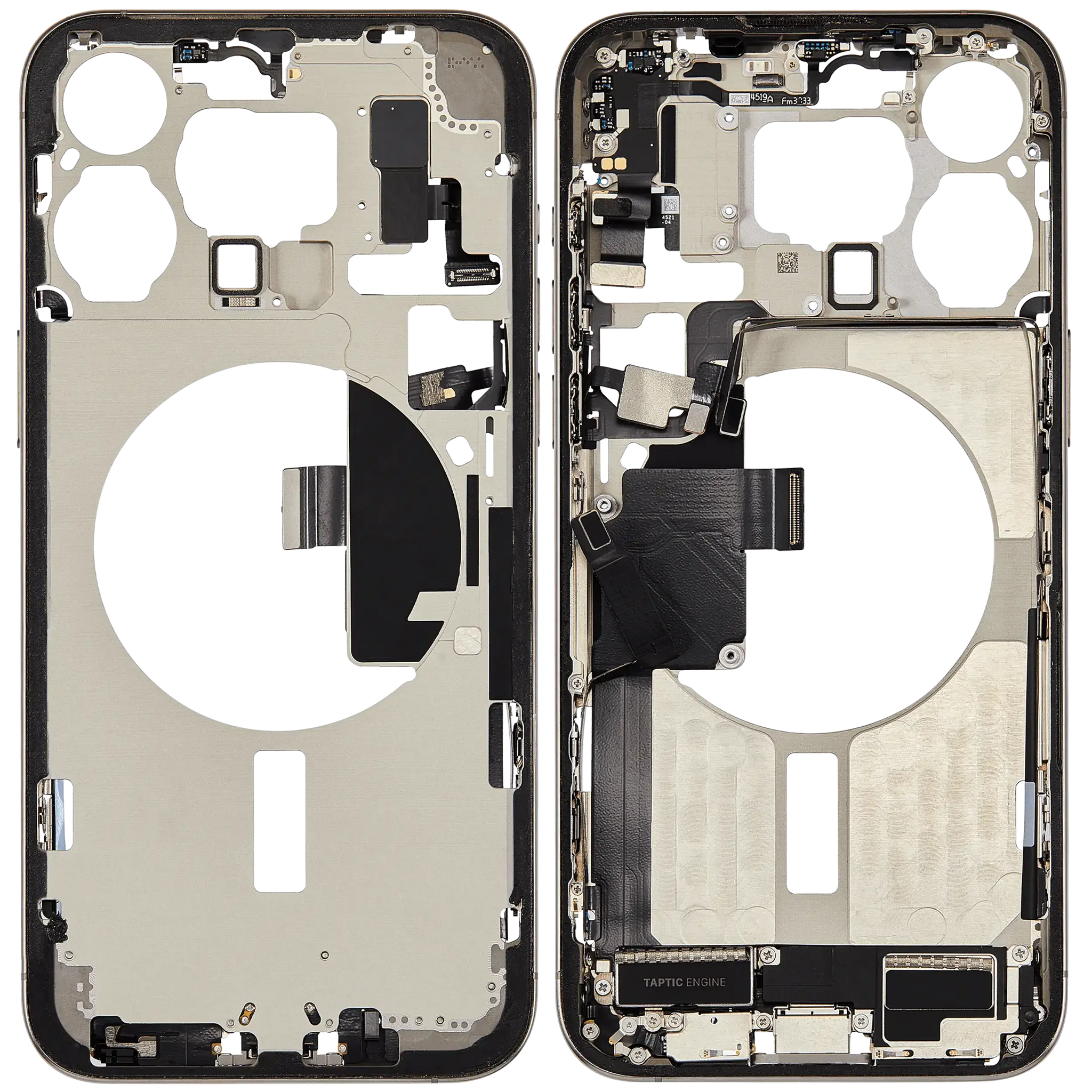 Mid-Frame Housing W/ Charging Port Flex & Small Parts For iPhone 15 Pro Max (Pull) (Natural Titanium)