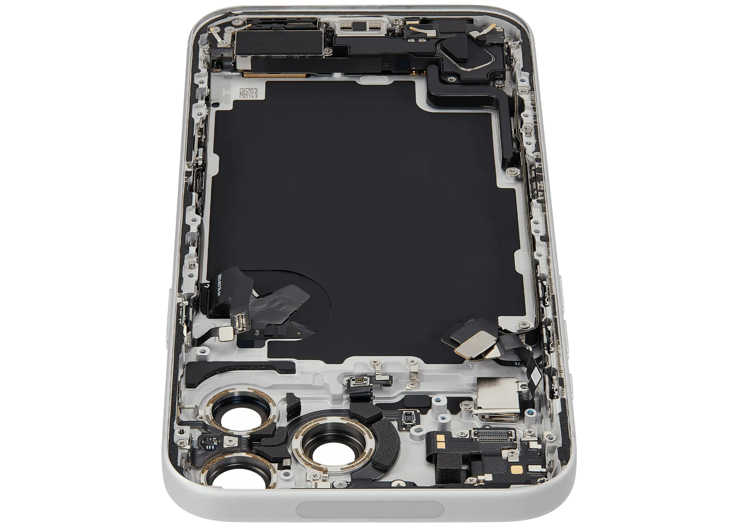Back Housing W/ Charging Port Flex & Small Parts Compatible For iPhone 17 Pro Max (US Version) (Pull) (Silver)