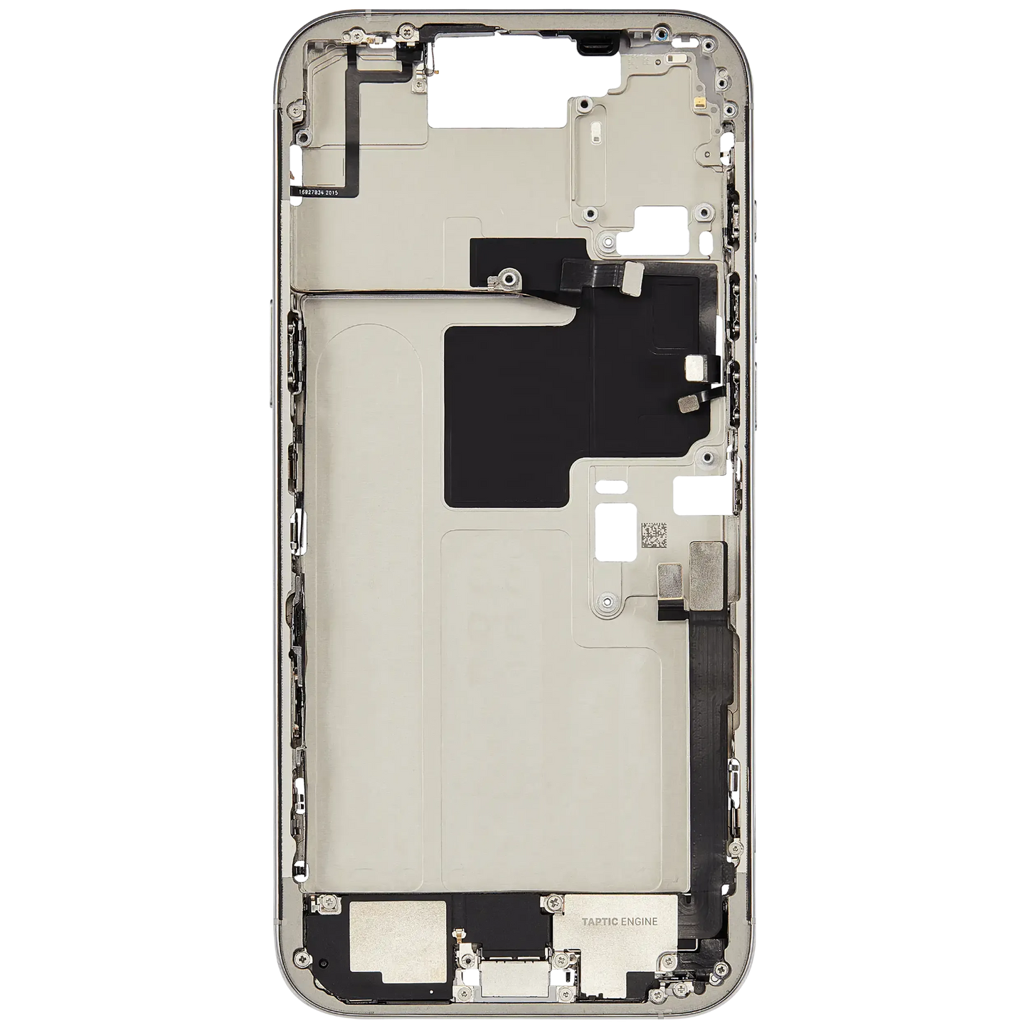 Mid-Frame Housing W/ Charging Port Flex & Small Parts For iPhone 16 Pro Max (EU / Global Version) (Used OEM Pull: Grade C) (White Titanium)