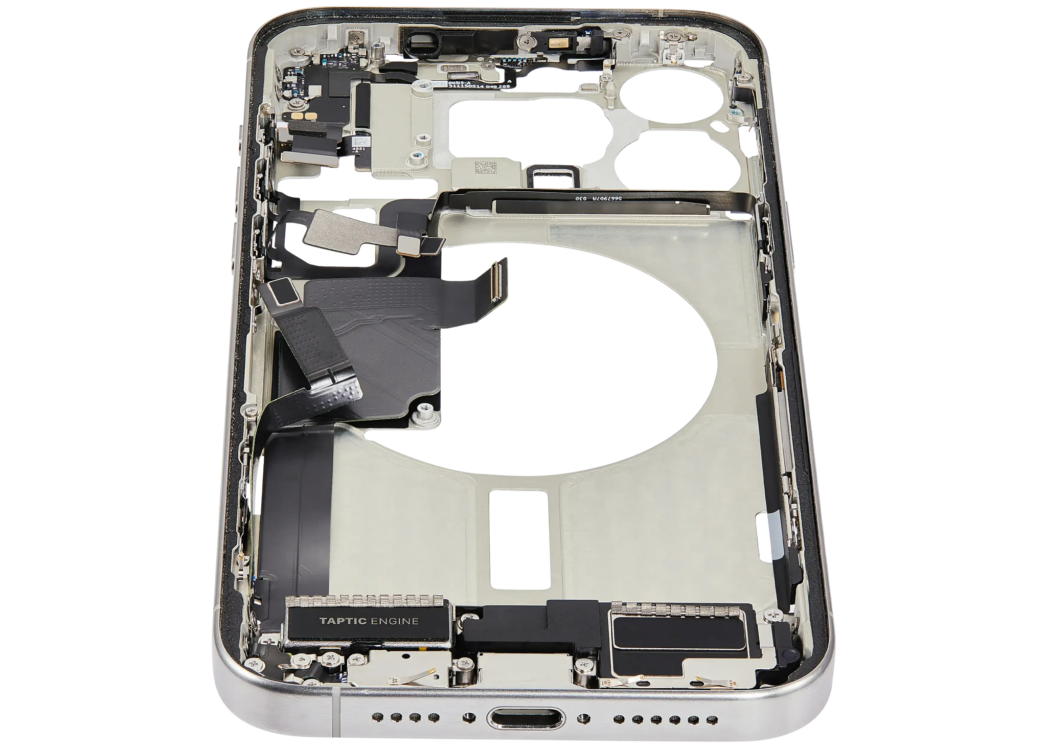 Mid-Frame Housing W/ Charging Port Flex & Small Parts For iPhone 15 Pro Max (US Version) (Pull) (White Titanium)