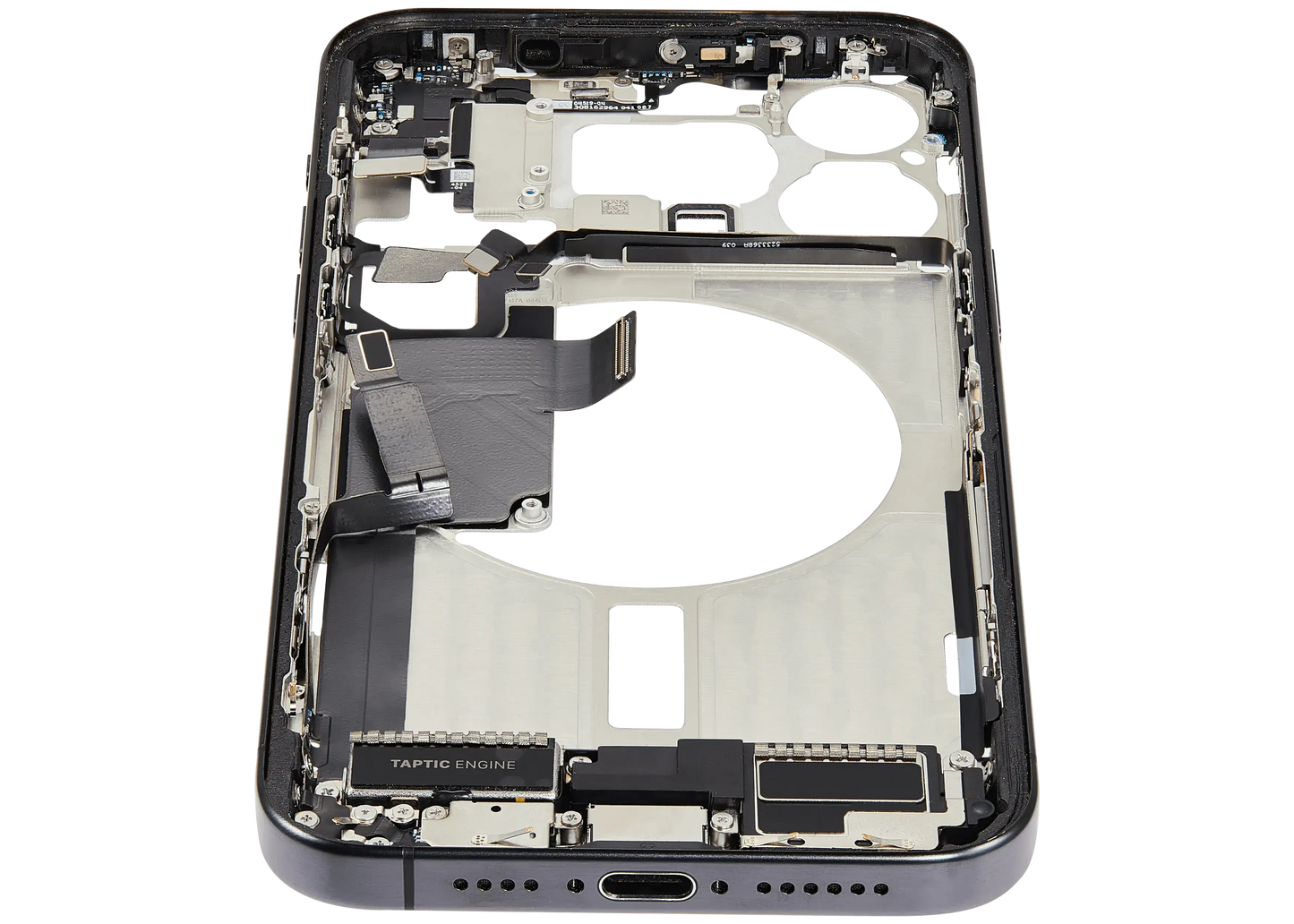 Mid-Frame Housing W/ Charging Port Flex & Small Parts For iPhone 15 Pro Max (US Version) (Pull) (Black Titanium)