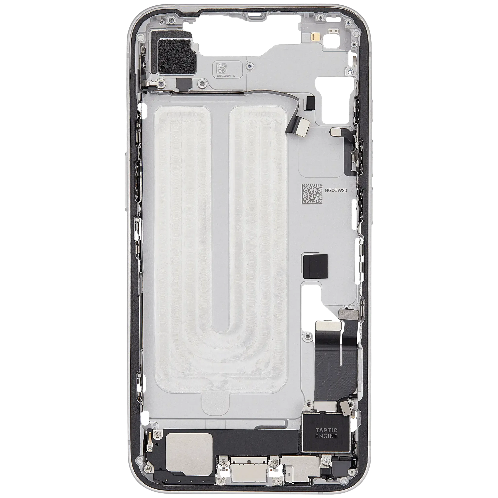 Mid-Frame Housing W/ Charging Port Flex & Small Parts For iPhone 16e (EU / Global Version) (Pull) (White)