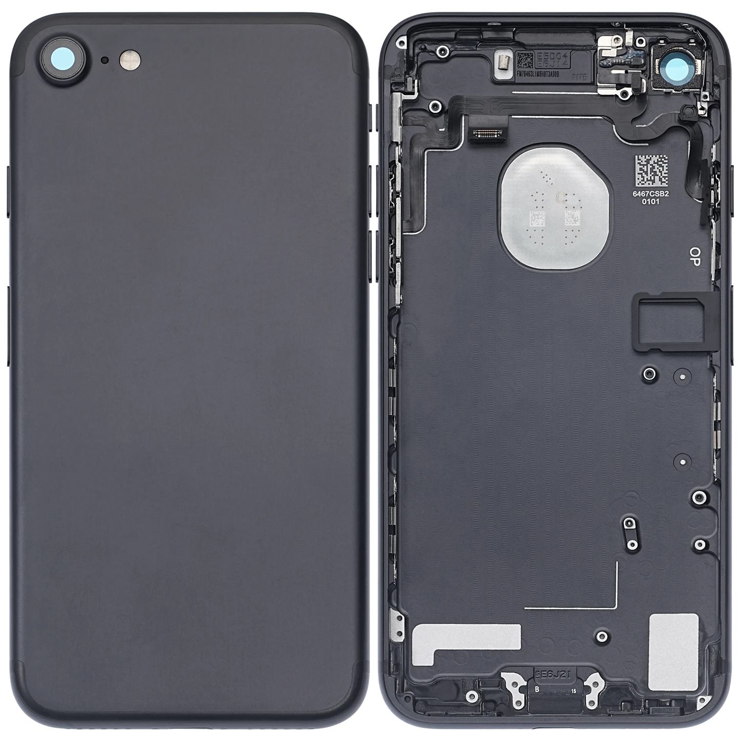 Back Housing W/ Small Components Pre-Installed For iPhone 7 (Pull) (Matte Black)