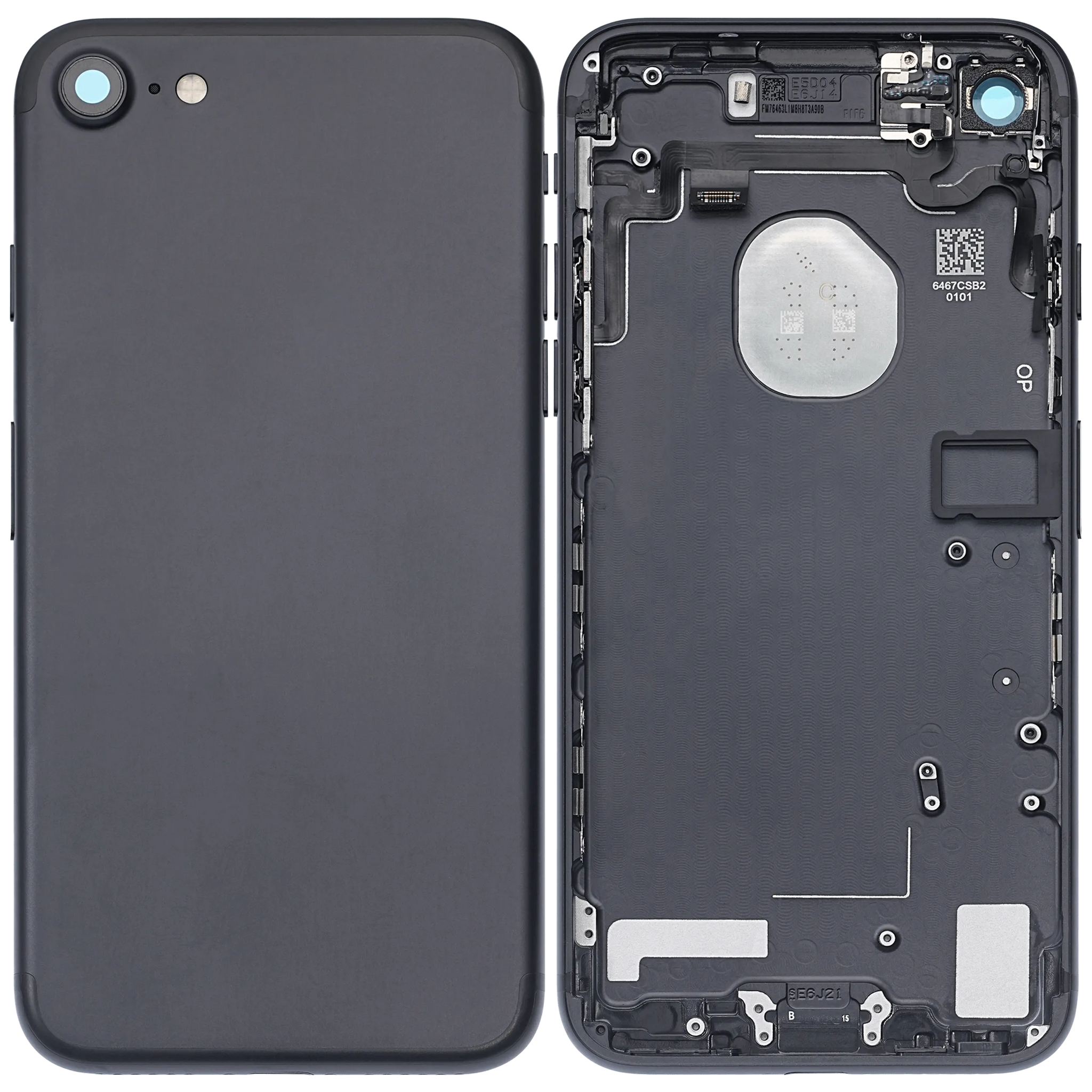 Back Housing W/ Small Components Pre-Installed For iPhone 7 (Pull) (Matte Black)