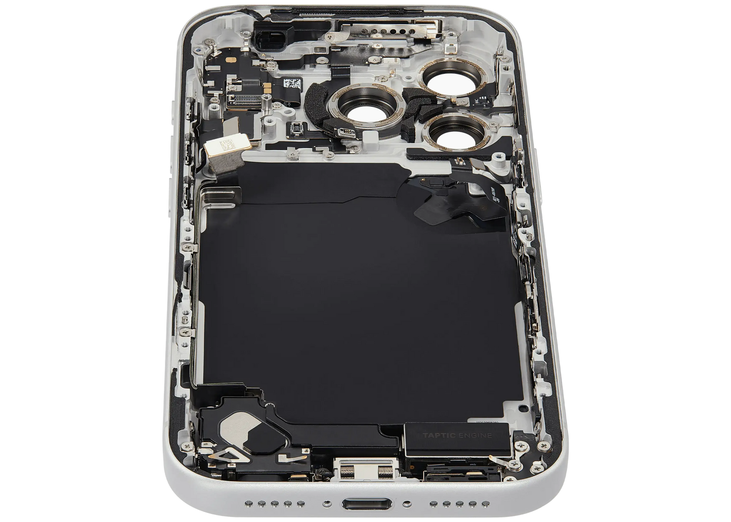 Back Housing W/ Charging Port Flex & Small Parts Compatible For iPhone 17 Pro (US Version) (Pull) (Silver)
