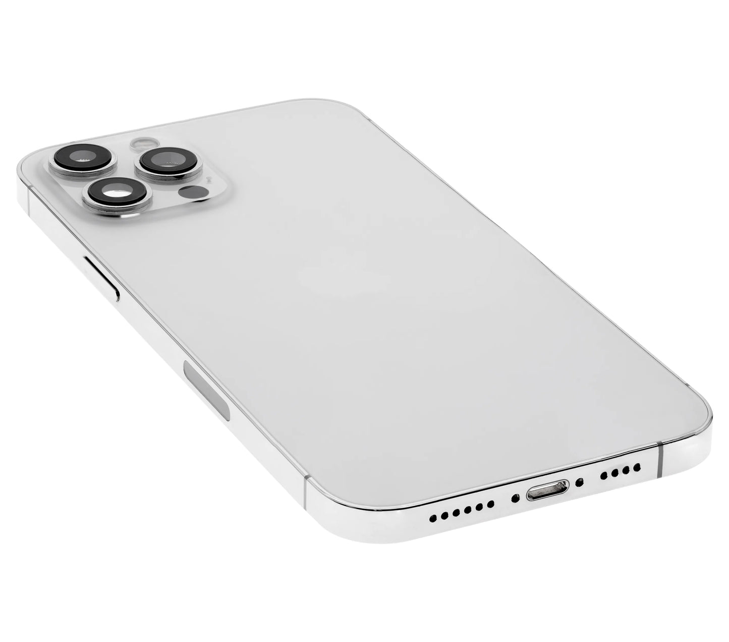 Back Housing W/ Charging Port Flex & Small Parts For iPhone 12 Pro Max (US Version) (Used OEM) (Pull) (Silver)