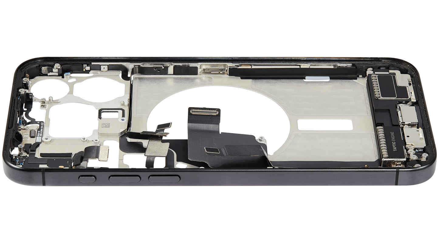 Mid-Frame Housing W/ Charging Port Flex & Small Parts For iPhone 15 Pro Max (US Version) (Pull) (Black Titanium)