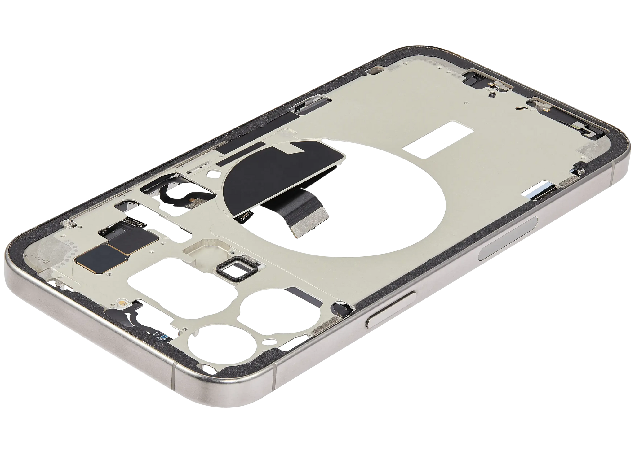 Mid-Frame Housing W/ Charging Port Flex & Small Parts For iPhone 15 Pro Max (Pull) (Natural Titanium)