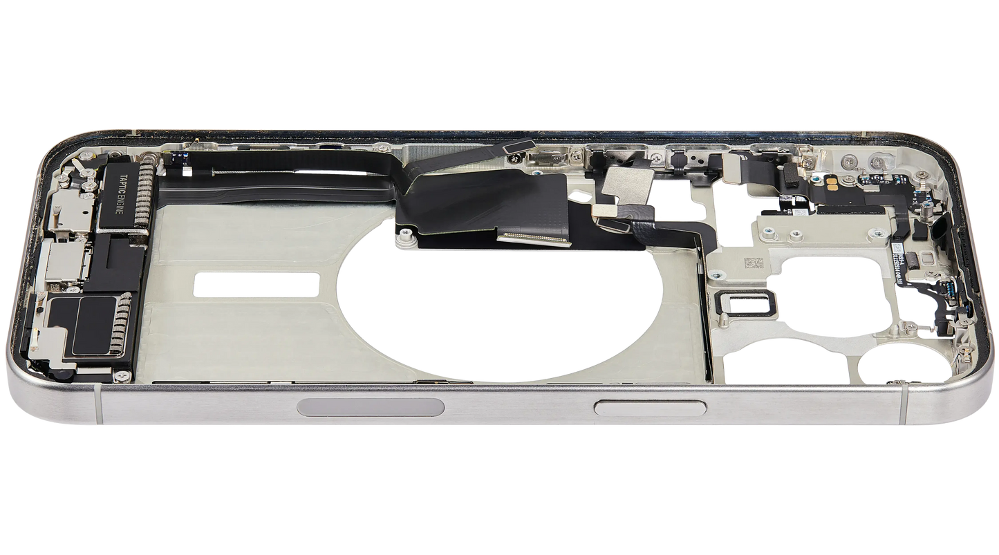 Mid-Frame Housing W/ Charging Port Flex & Small Parts For iPhone 15 Pro Max (US Version) (Pull) (White Titanium)