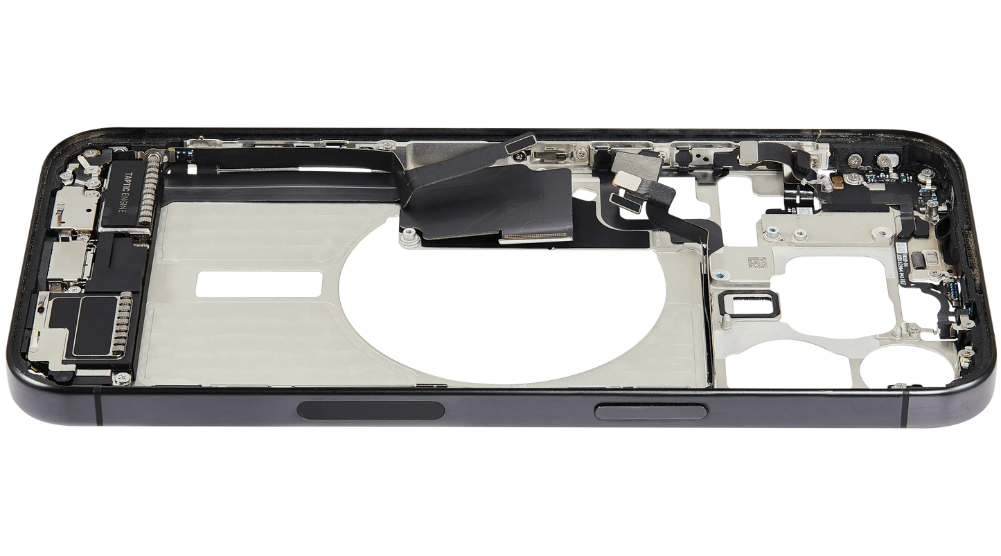Mid-Frame Housing W/ Charging Port Flex & Small Parts For iPhone 15 Pro Max (US Version) (Pull) (Black Titanium)
