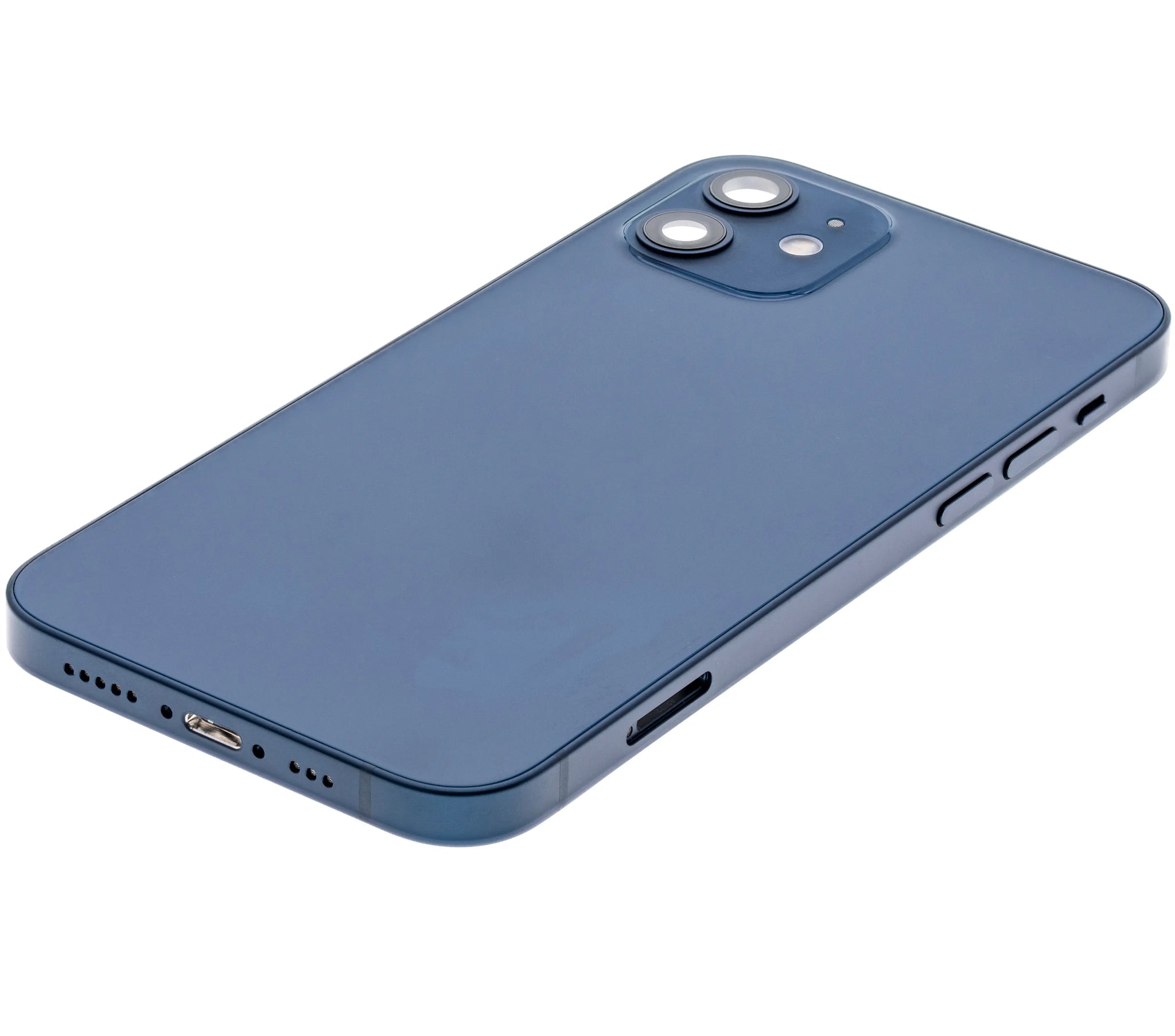 Back Housing W/ Charging Port Flex & Small Parts For iPhone 12 (US Version) (Used OEM) (Pull) (Blue)