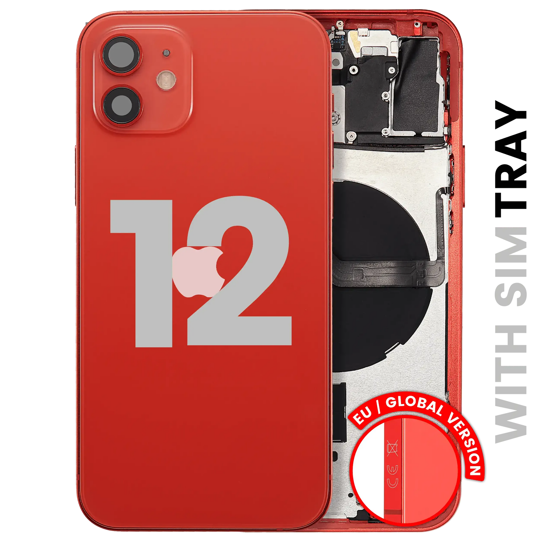 Back Housing W/ Small Parts For iPhone 12 (EU / Global Version) (Pull) (Red)