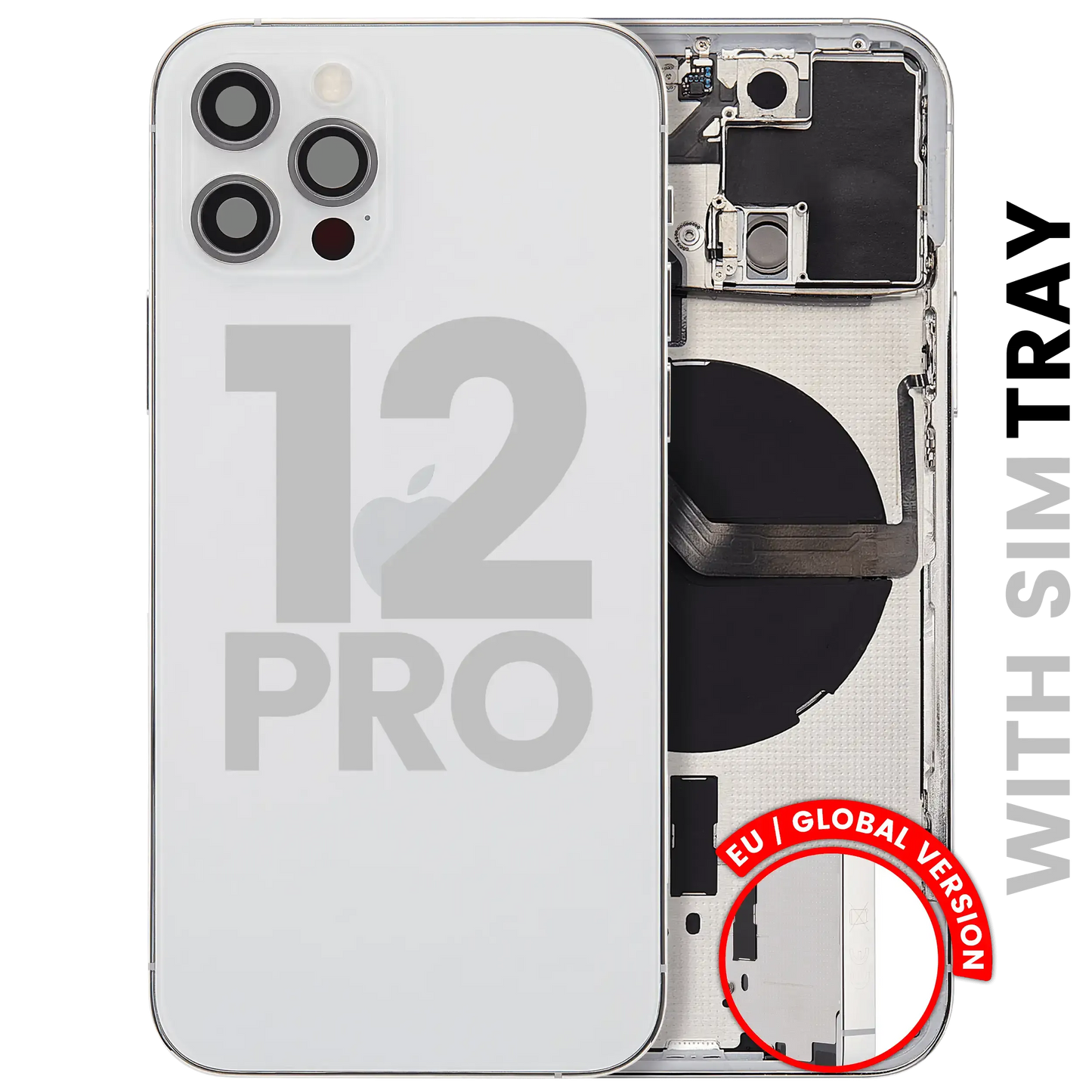 Back Housing W/ Small Parts For iPhone 12 Pro (EU / Global Version) (Pull) (Silver)