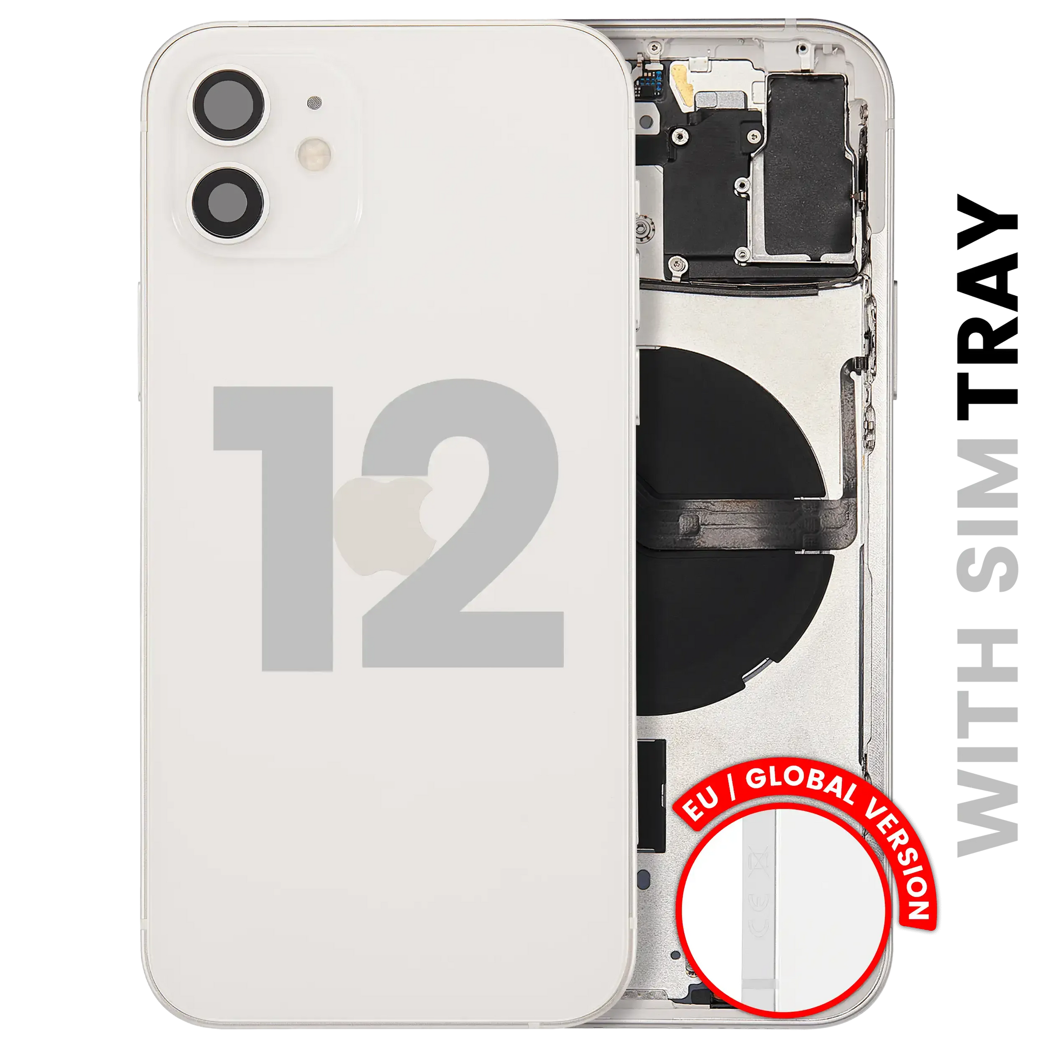 Back Housing W/ Small Parts For iPhone 12 (EU / Global Version) (Pull) (White)