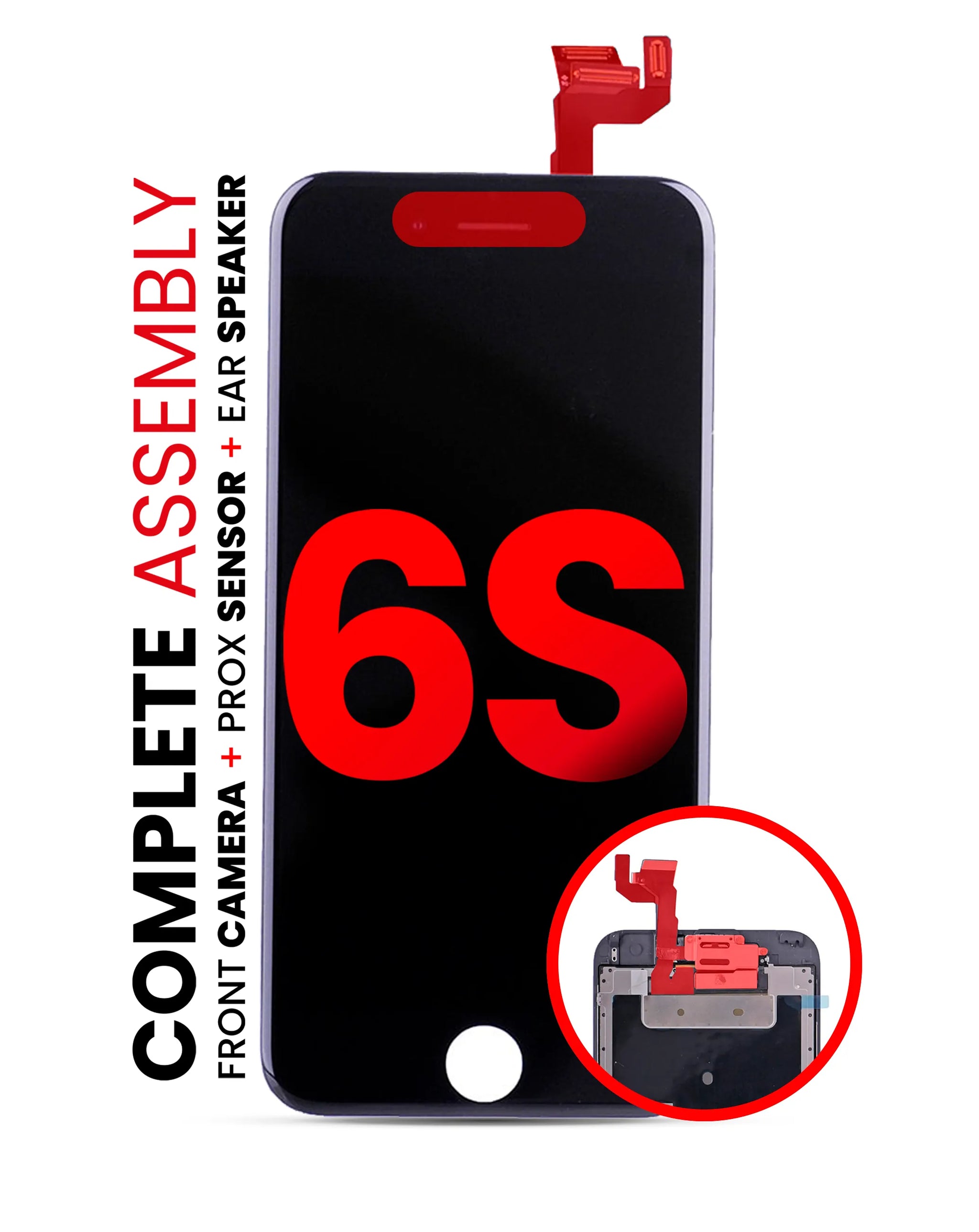 Complete LCD Assembly For iPhone 6S (With Front Camera: Prox Sensor & Ear Speaker) (Pro LCD) (Black)