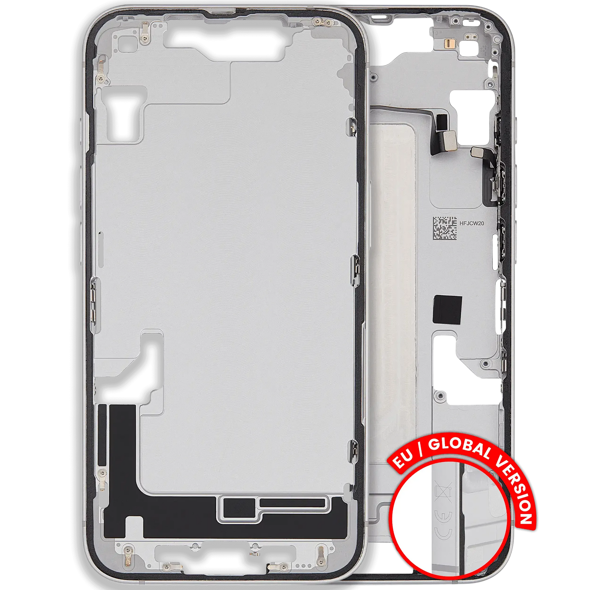 Mid-Frame Housing W/ Small Parts For iPhone 16e (EU / Global Version) (Pull) (White)