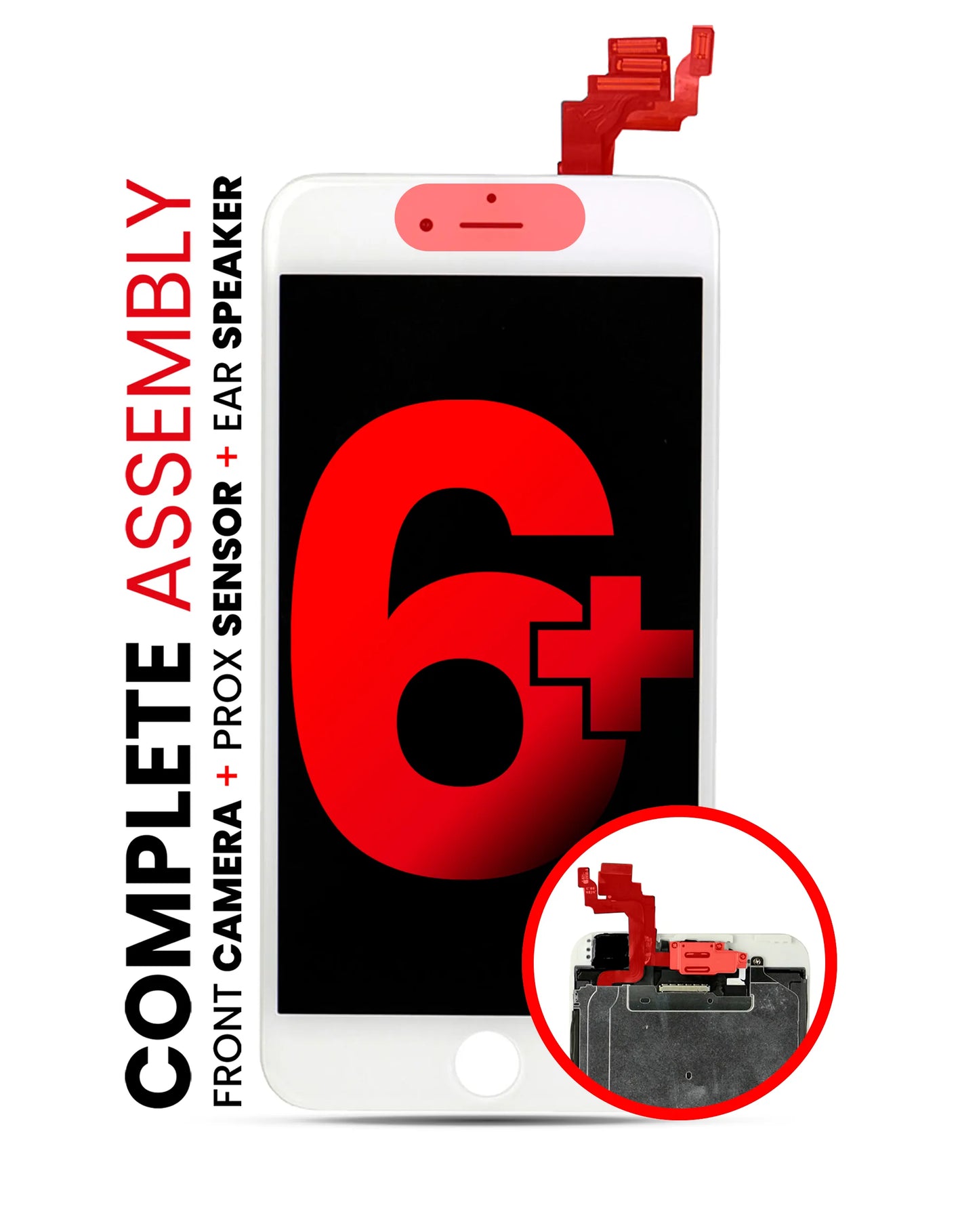 Complete LCD Assembly For iPhone 6 Plus (With Front Camera: Prox Sensor & Ear Speaker) (Pro LCD) (White)