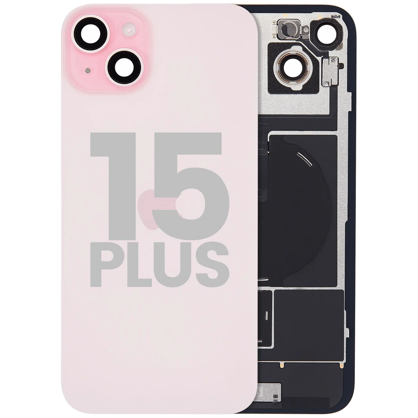 Back Glass w/ MagSafe Magnet & NFC & Flashlight Flex For iPhone 15 Plus (Pull) (Pink)