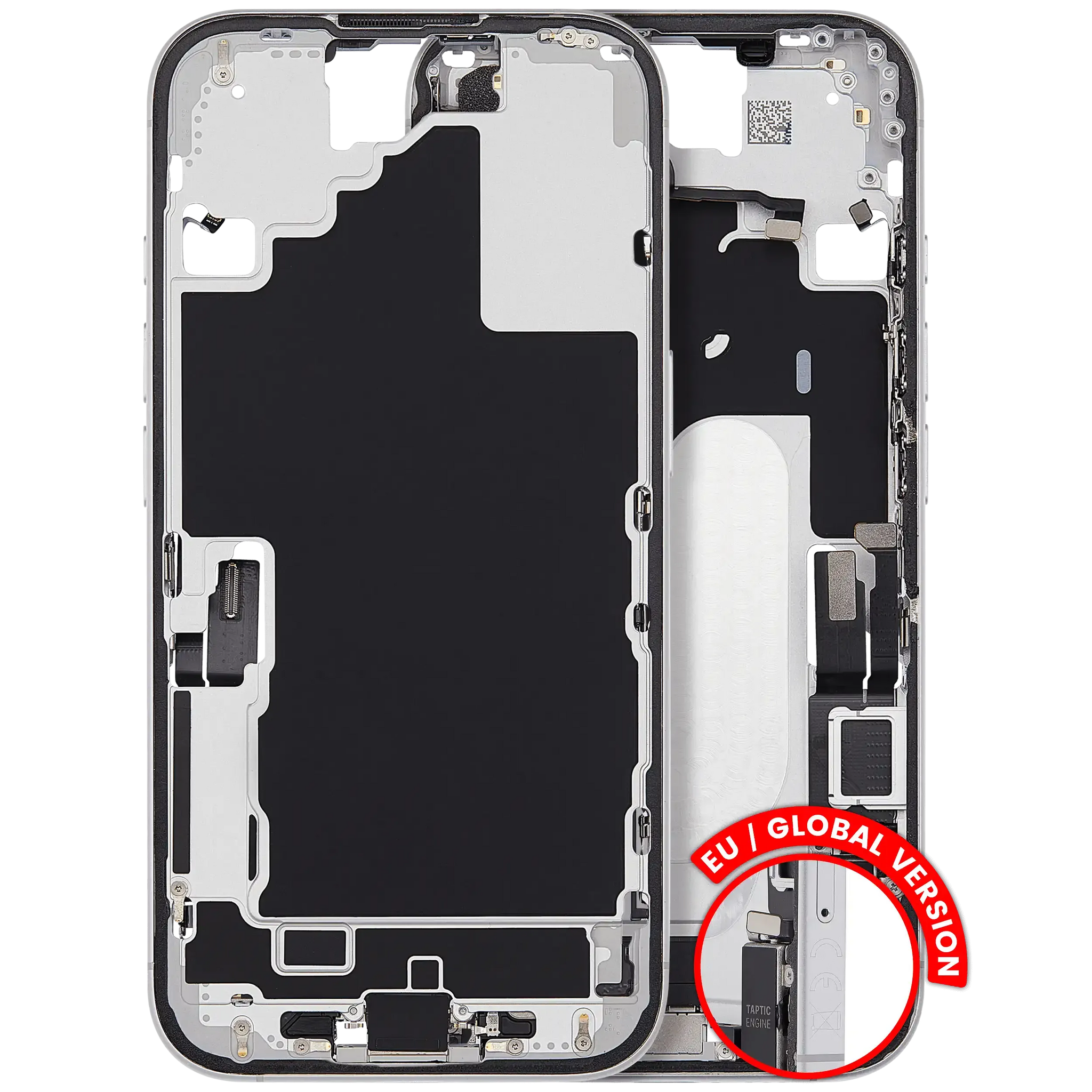 Mid-Frame Housing W/ Charging Port Flex & Small Parts For iPhone 16 (EU / Global Version) (Pull) (White)