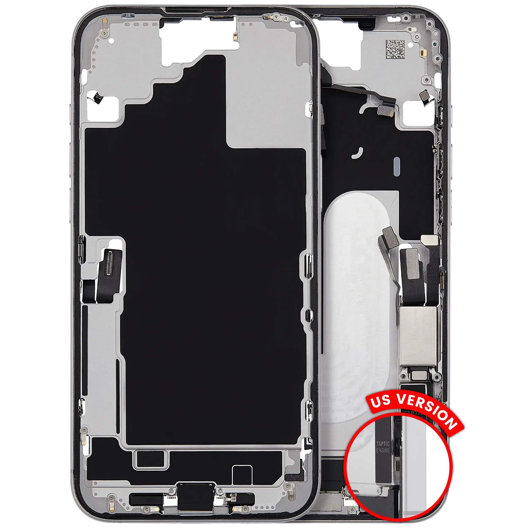 Mid-Frame Housing W/ Charging Port Flex & Small Parts For iPhone 16 Plus (US Version) (Pull) (White)